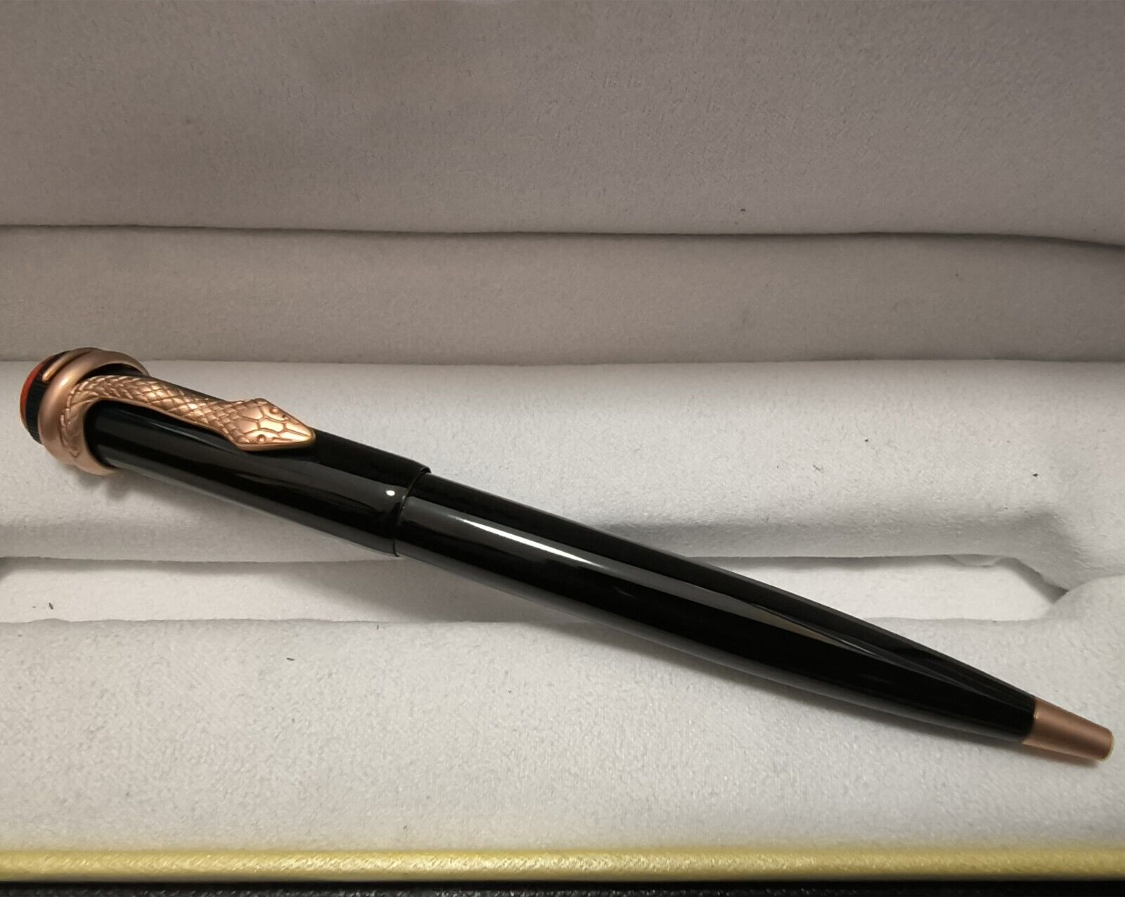Luxury Snake Resin Series Bright Black Color+Rose Gold Clip 0.7mm Ballpoint Pen