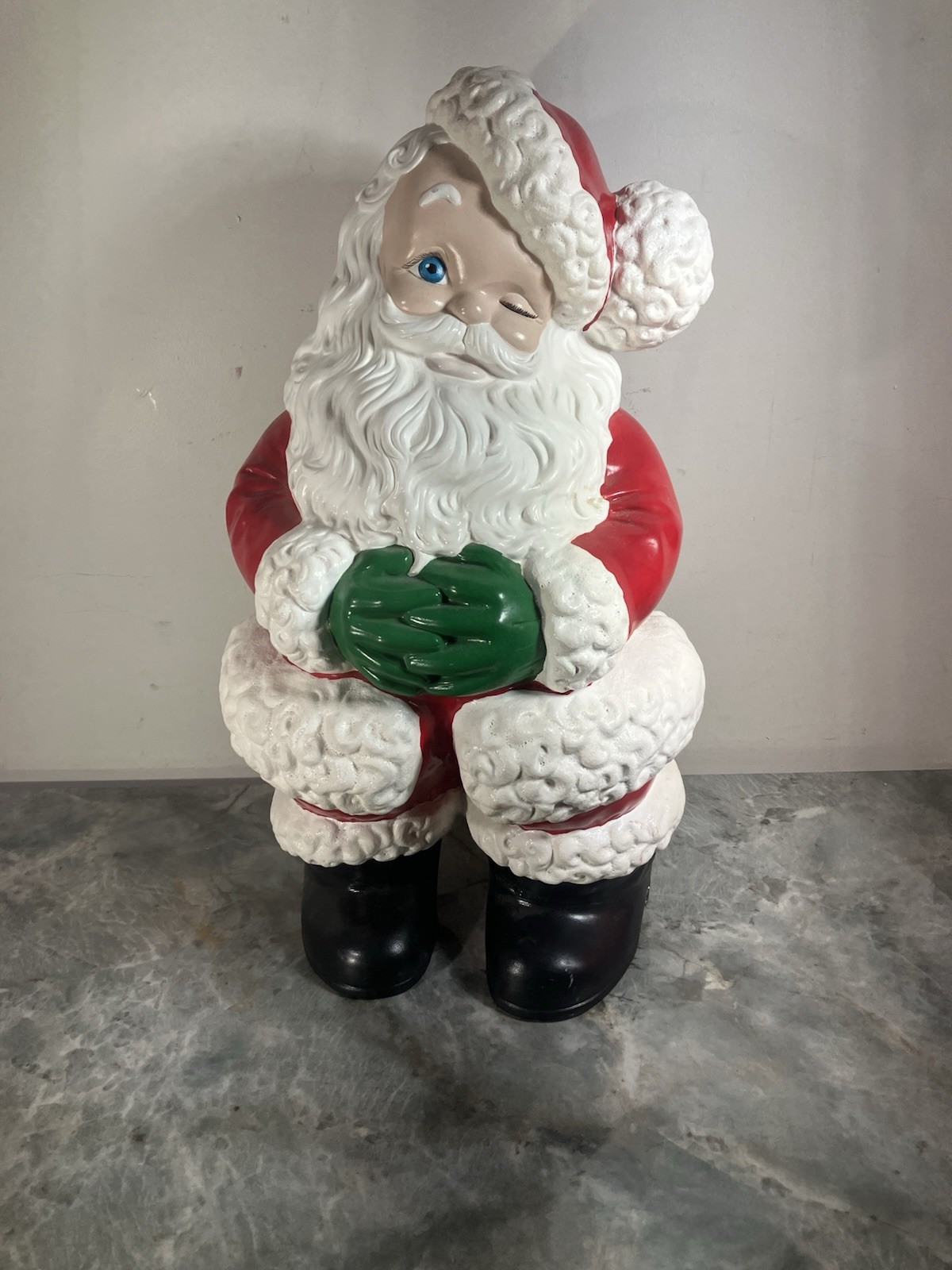 Vintage 70\'s XL Winking SANTA CLAUS Ceramic Atlantic Mold 20” Christmas Textured