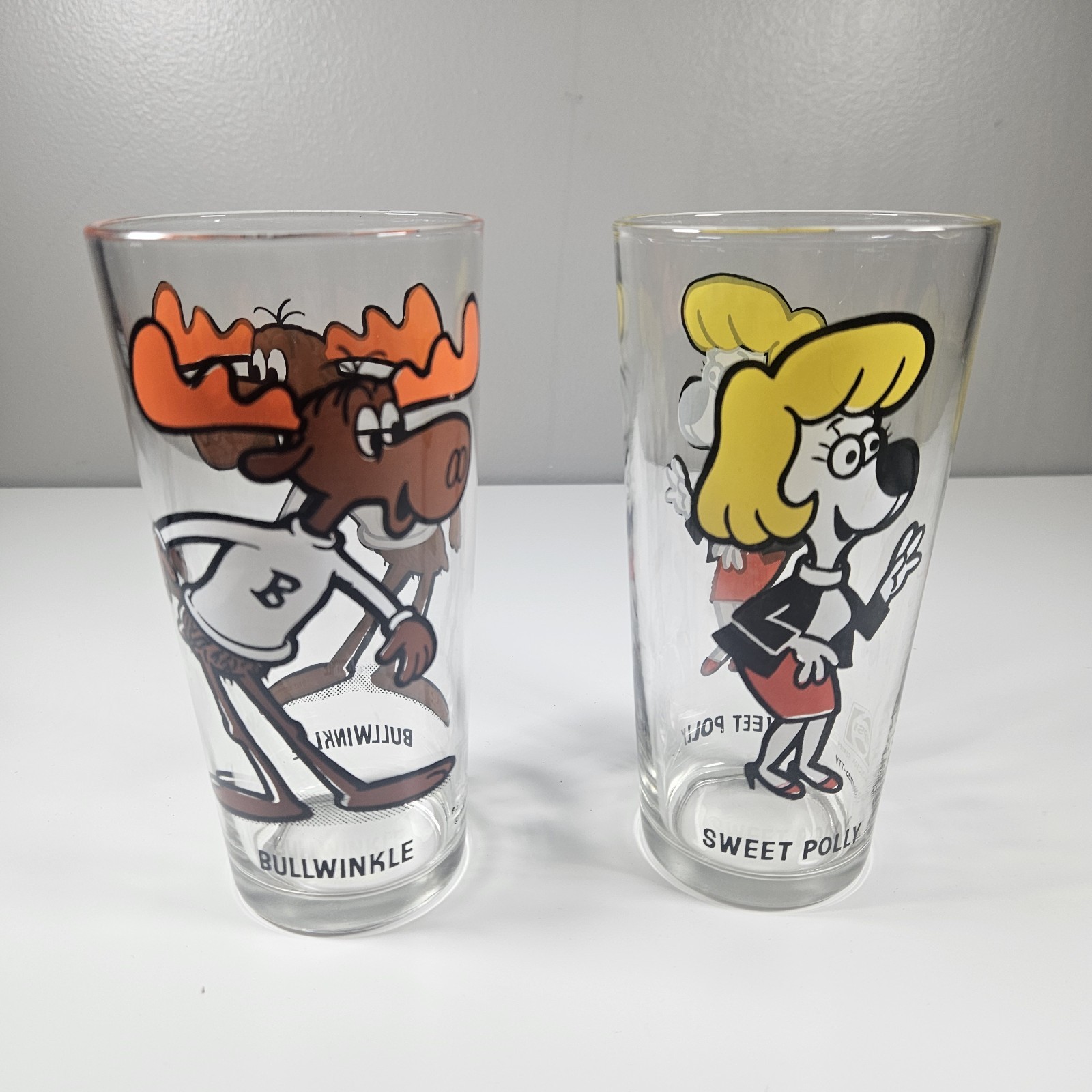 Set Of Bullwinkle And Sweet Polly Pepsi Collectible Cups