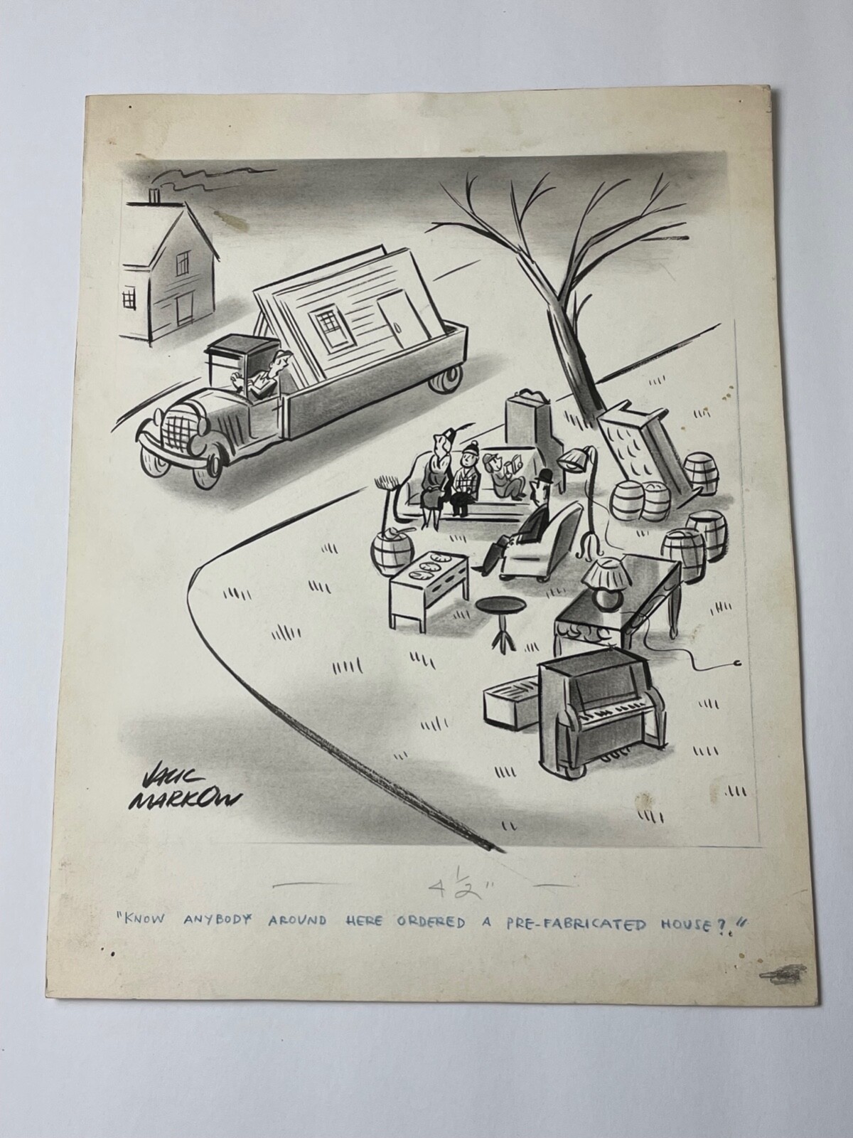 1945 Jack Markow Gag Comic Original Art New Yorker True magazine