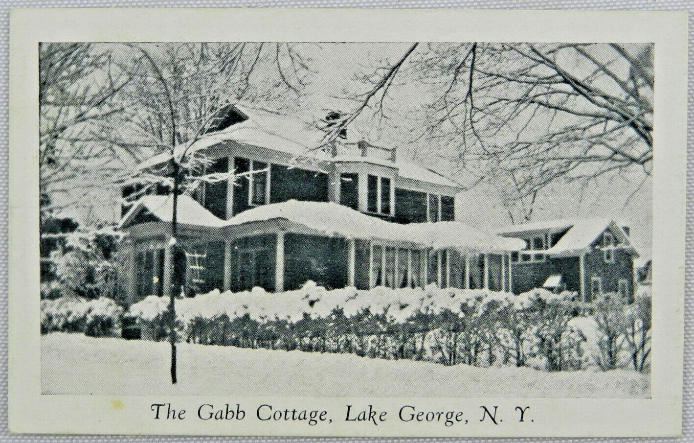The Gabb Cottage Covered in Snow, Lake George, New York - Vintage Photograph The Gabb Cottage Covered in Snow, Lake George, New York - Vintage Photograph