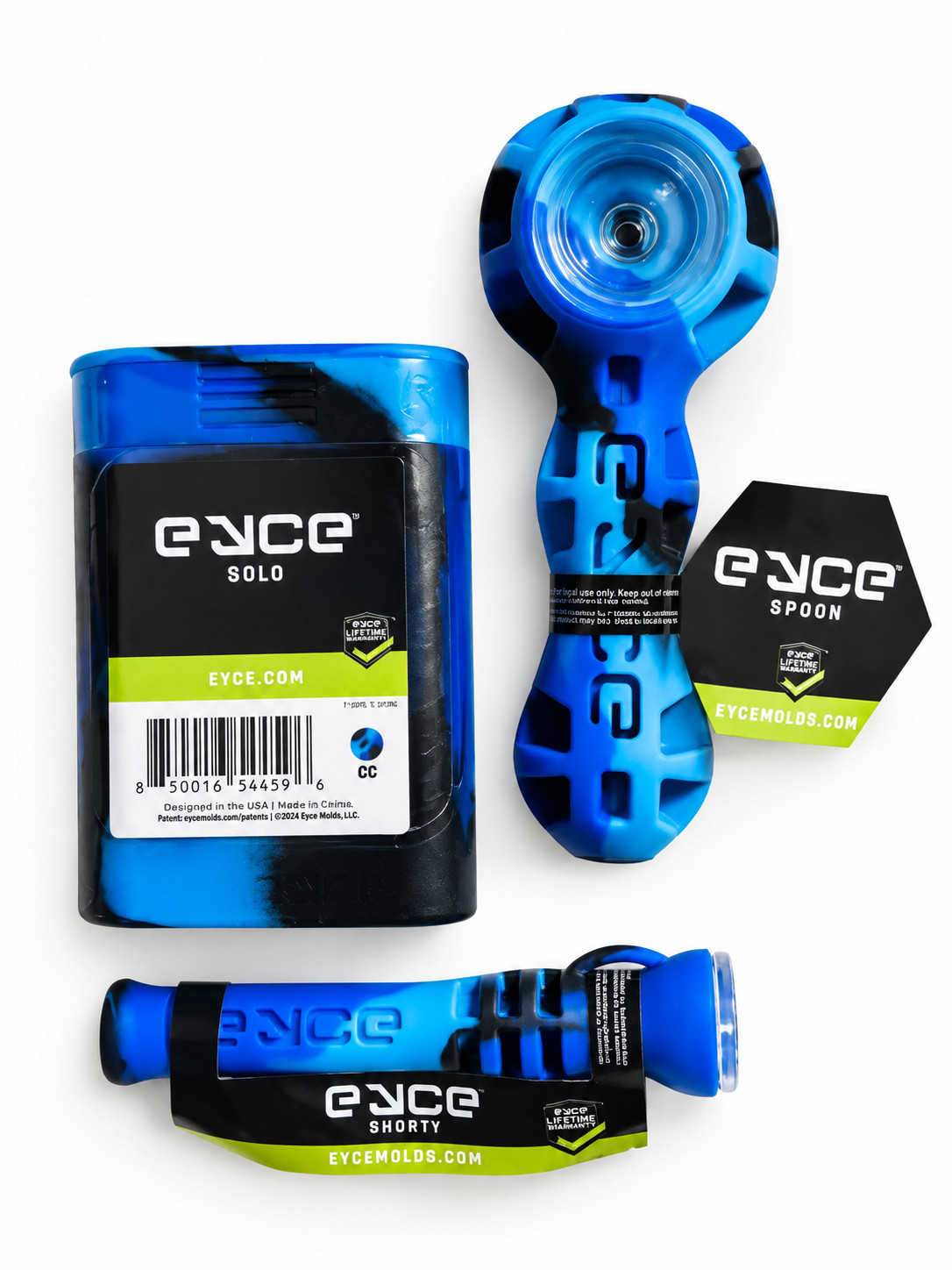 BLUE EYCE Travel Smoking Kit | Spoon, Solo & Shorty Silicone Pipes | Compact