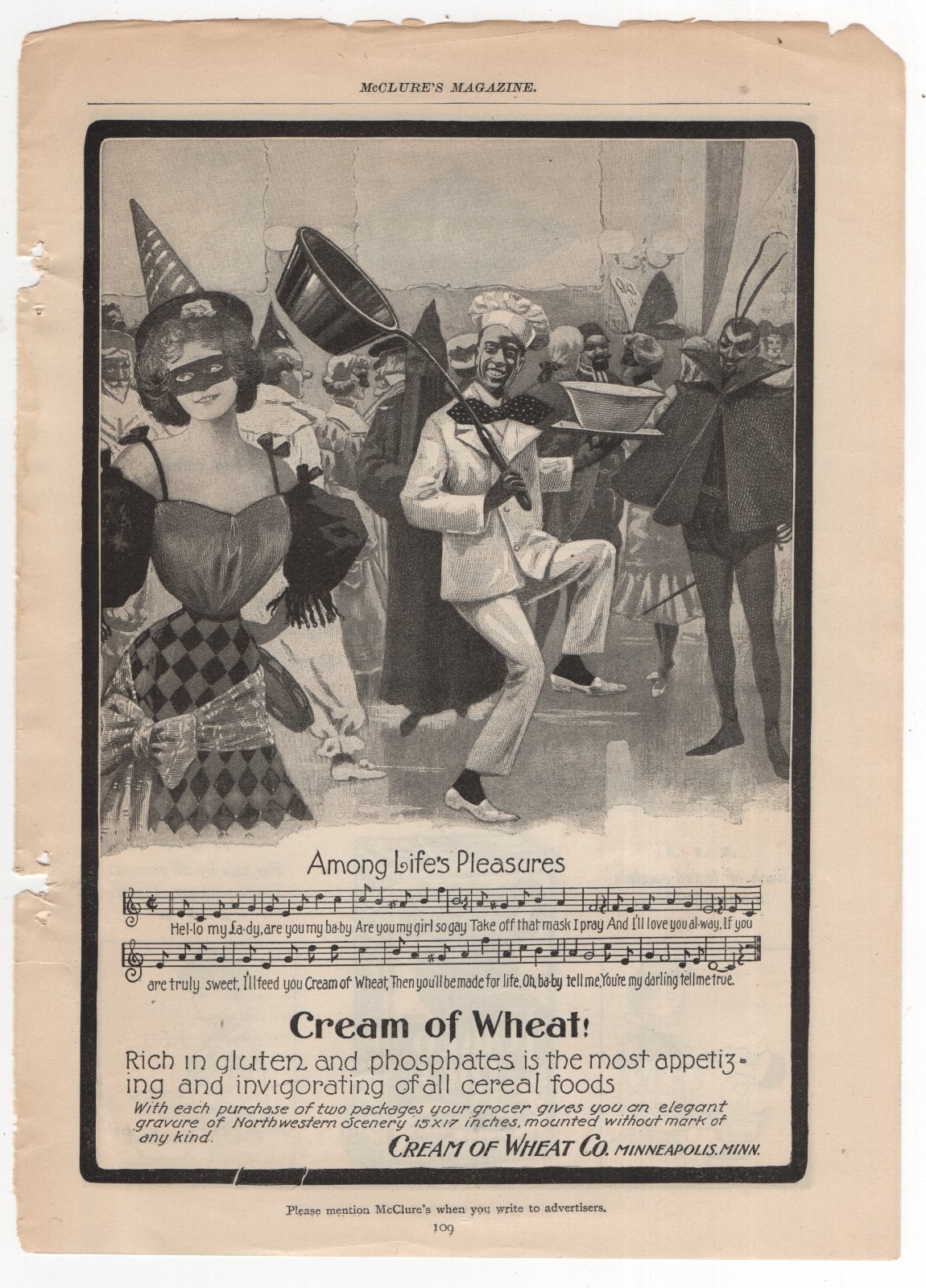 Classic Cream of Wheat Minn. MN, & Cooks Flaked Rice Antique 1901 Print-ad