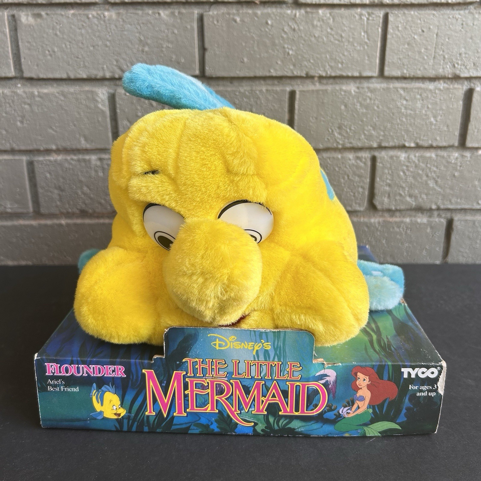 VINTAGE rare PLUSH ORIGINAL LITTLE MERMAID 1991 TYCO FLOUNDER FISH  DISNEY NEW