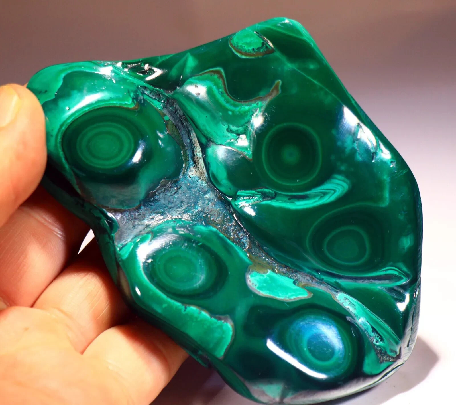4.75 inch Top Quality Polished Bull's Eye Malachite, Congo