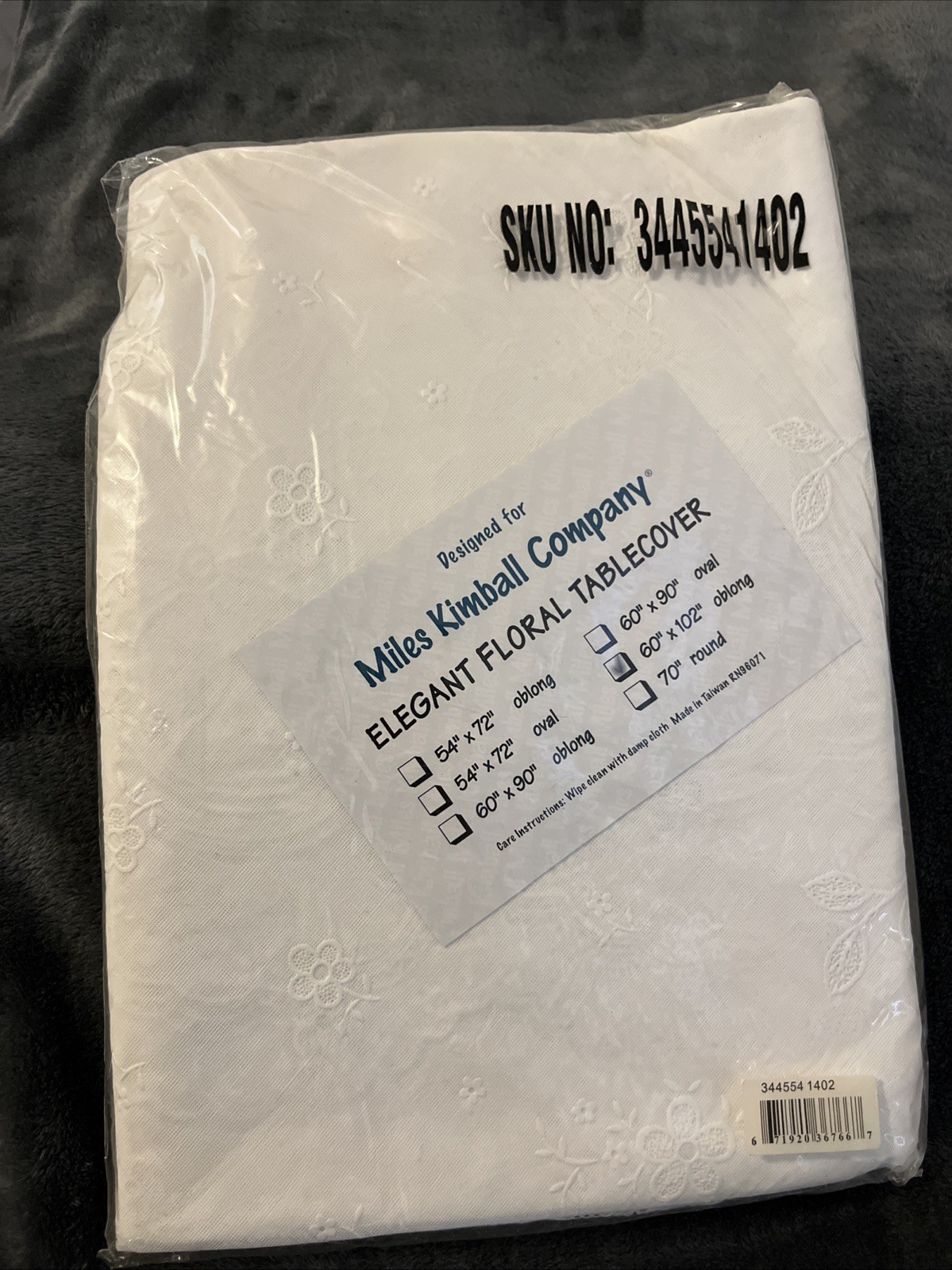 NIP Miles Kimball Elegant White Floral 60 x 102” Oblong Tablecloth