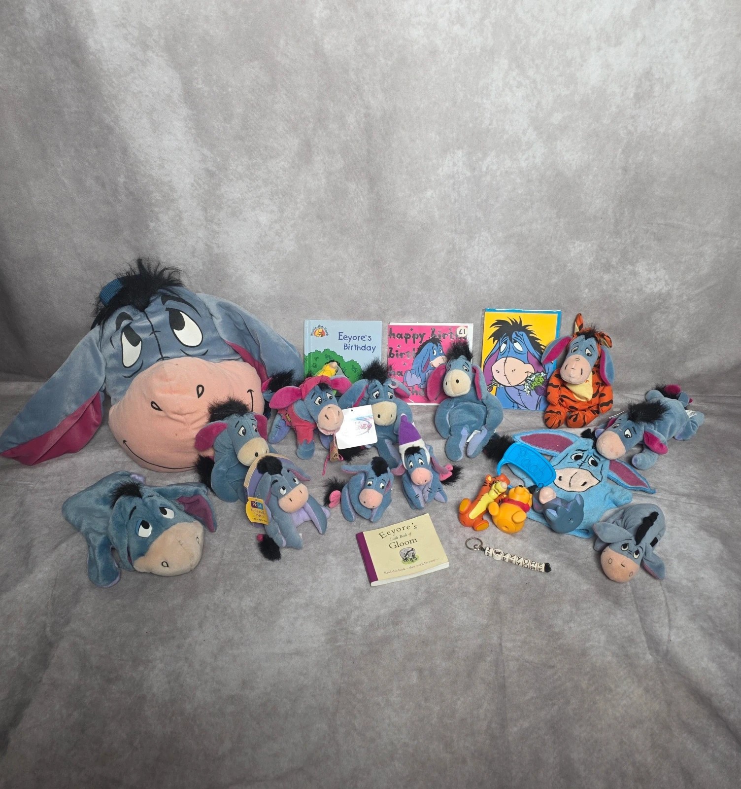 90s Vintage Eeyore Collectables Job Lot Bundle Plush Rucksack Books Disney Store