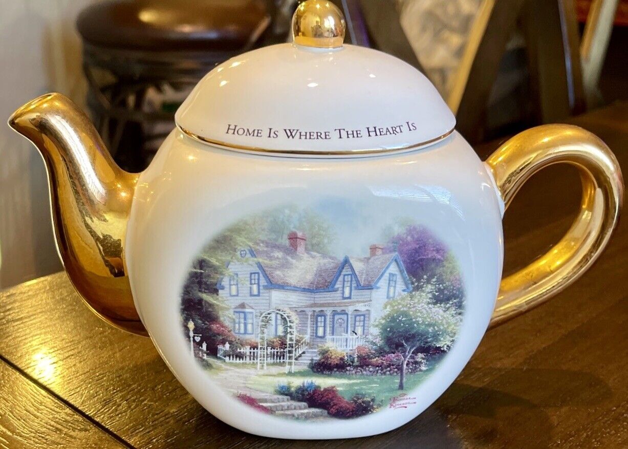 Vintage Thomas Kincade Porcelain Tea Pot Teleflora Gift, Home Is Where The Heart