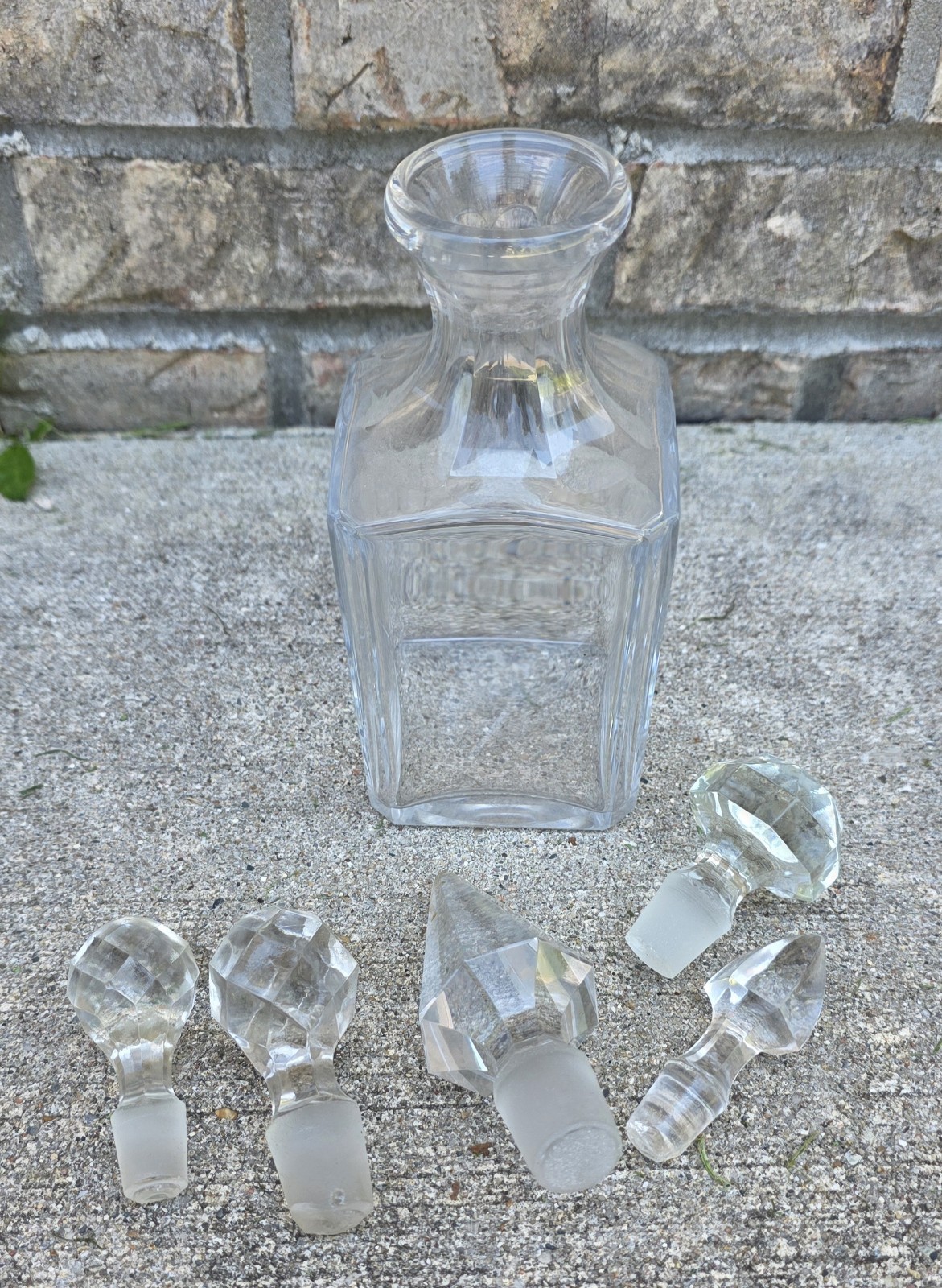 Vintage Baccarat Crystal Perfection Square Whiskey Decanter #260 + 5 Stoppers