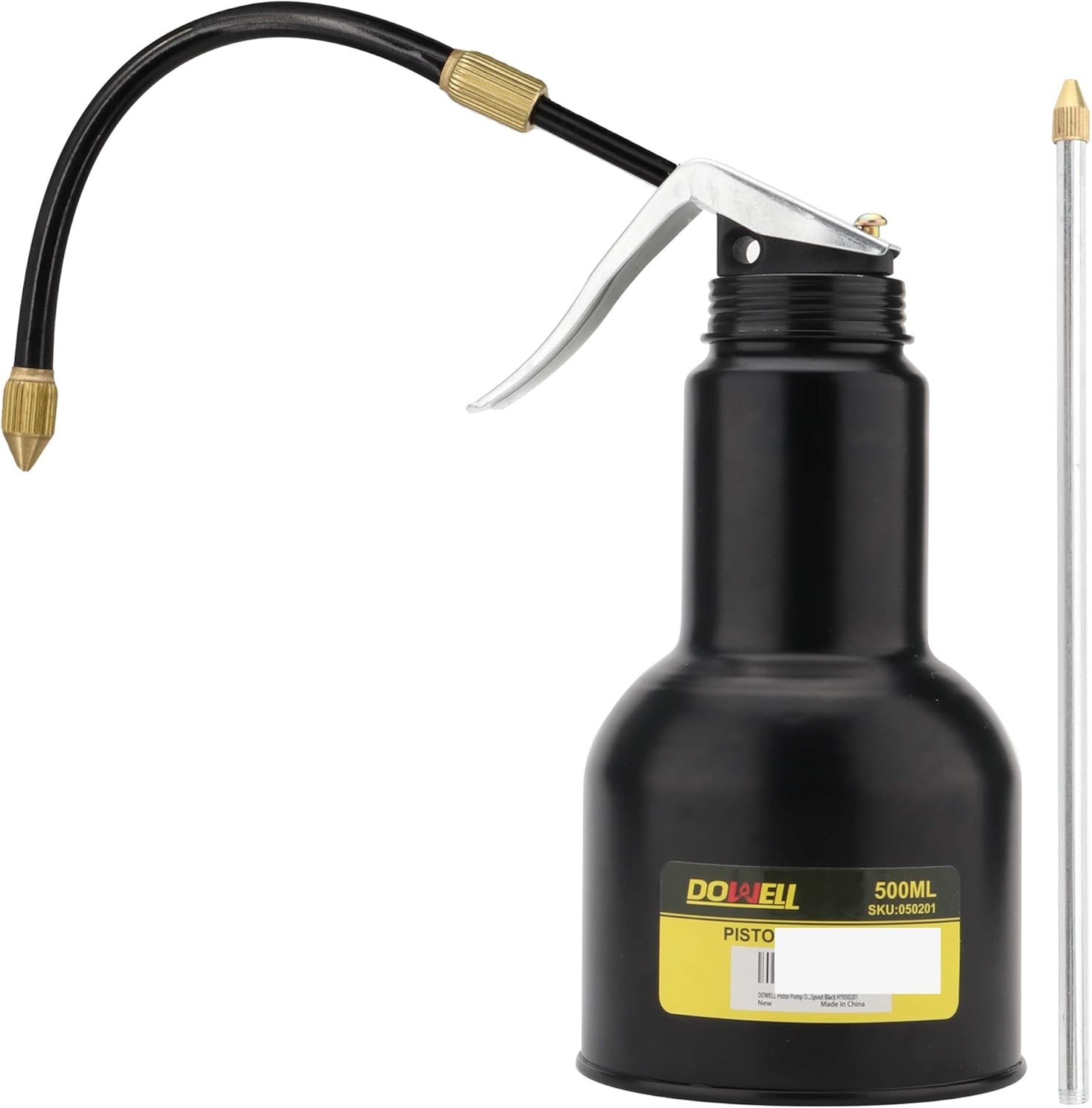 Oil Can Pump Oiler 16oz 500ml, Oil Squirt Can Metal, Black | 16oz/500ml pistol