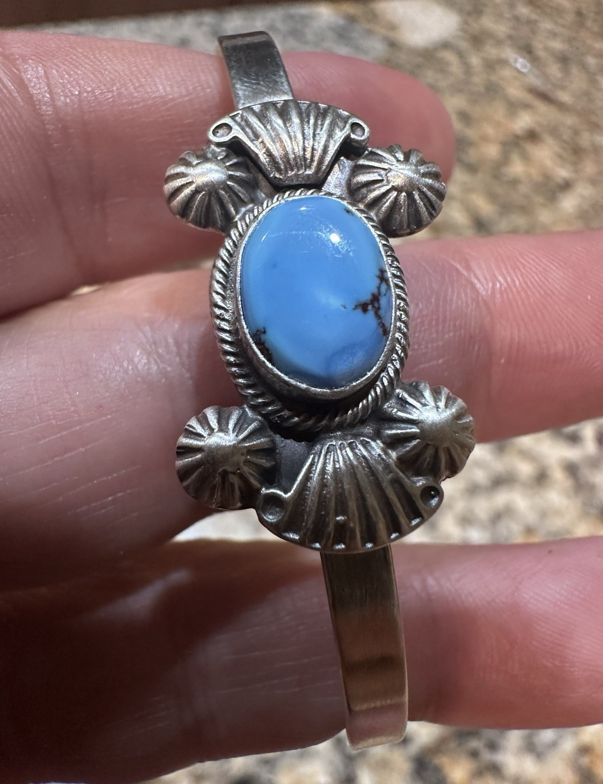 Genevieve Francisco Navajo Handmade Sterling Silver Golden Hills Turquoise Cuff