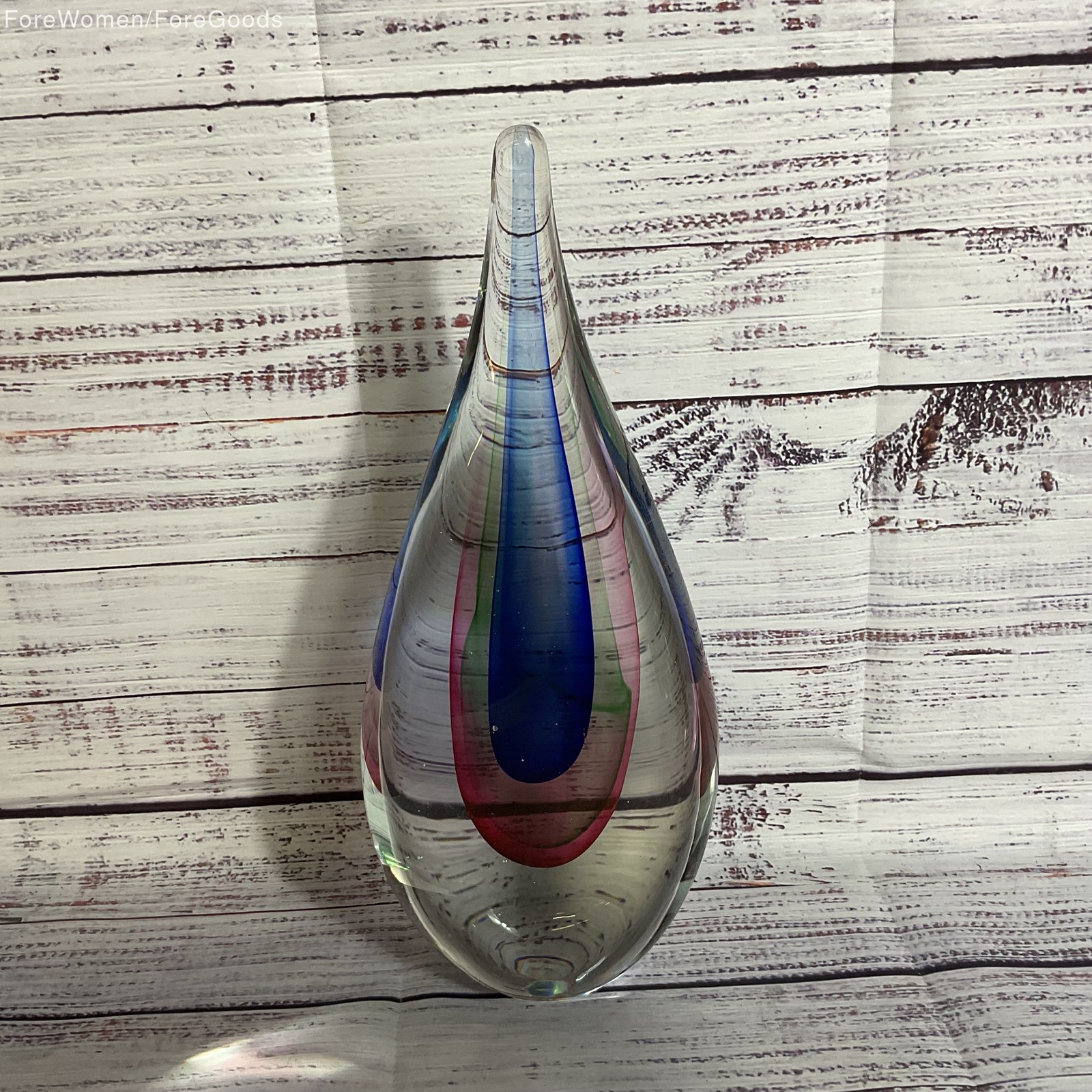 VTG. MCM Murano Sommerso Art Glass Teardrop Sculpture- 11 VTG. MCM Murano Sommerso Art Glass Teardrop Sculpture- 11