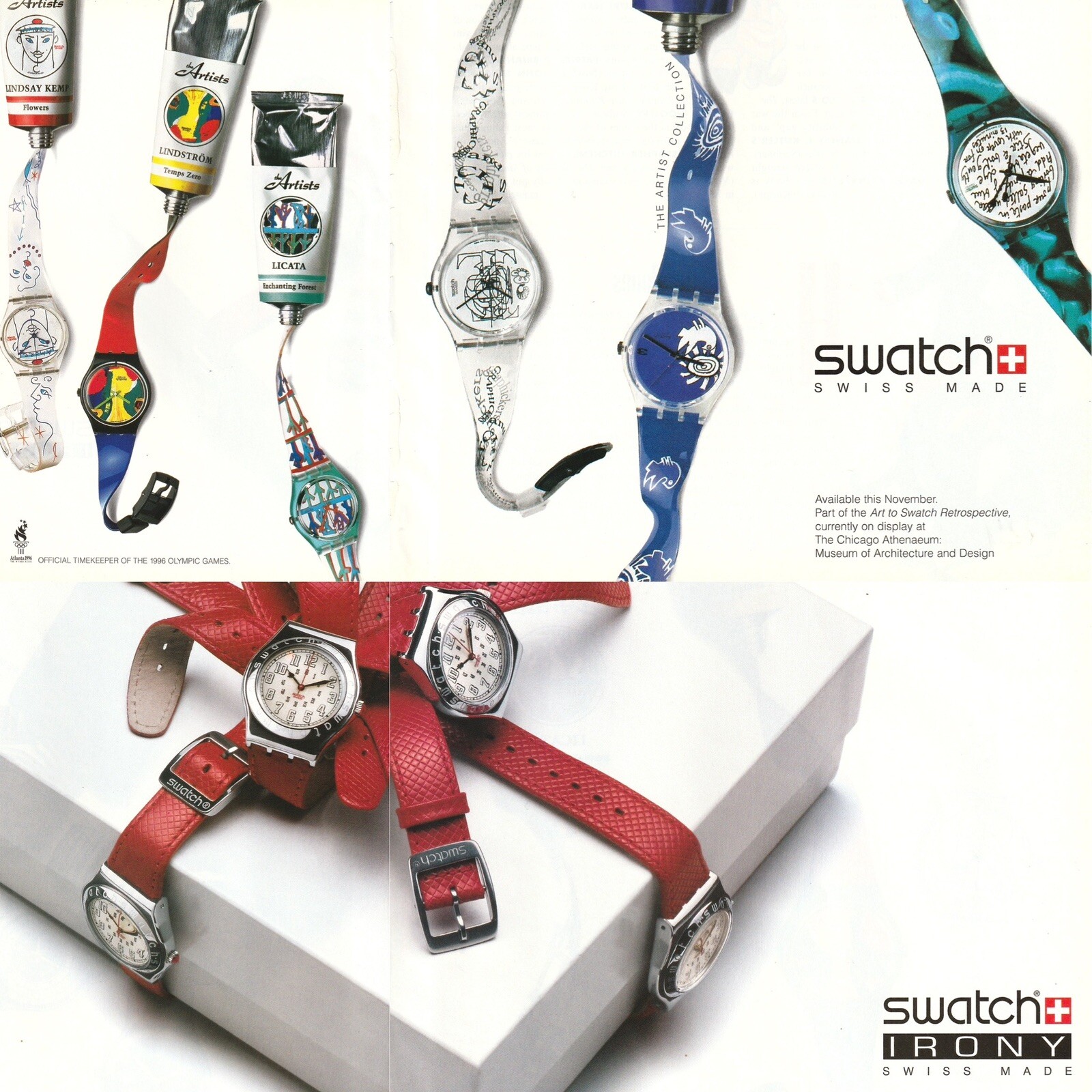 VTG 1995 Swatch Swiss Army Watch Irony Series Orig 4-Pg Print Ad 40x27cm VAN423