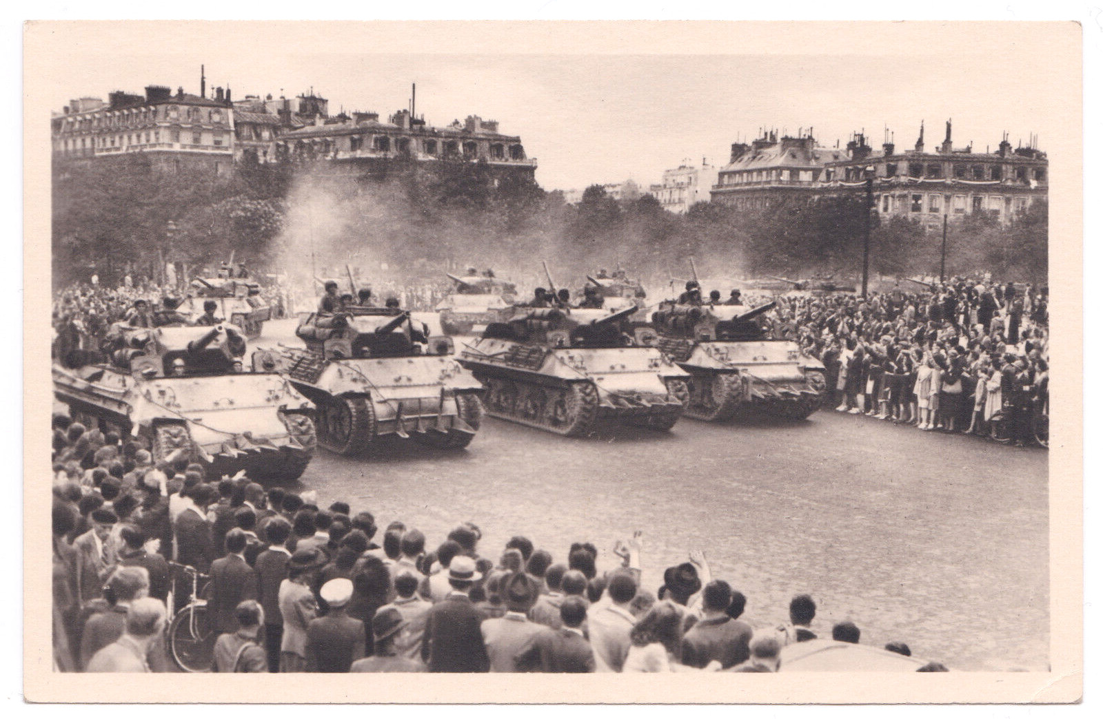 Tanks Leclerc Division WW2 Liberation Paris 1944 Military Parade RPPC Postcard