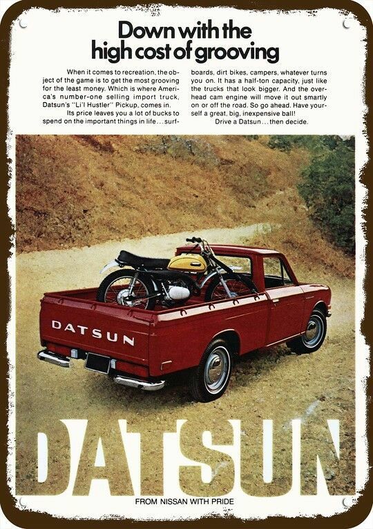 1972 DATSUN Li'l Hustler Pickup Truck Vintage-Look DECORATIVE REPLICA METAL SIGN 1972 DATSUN Li'l Hustler Pickup Truck Vintage-Look DECORATIVE REPLICA METAL SIGN