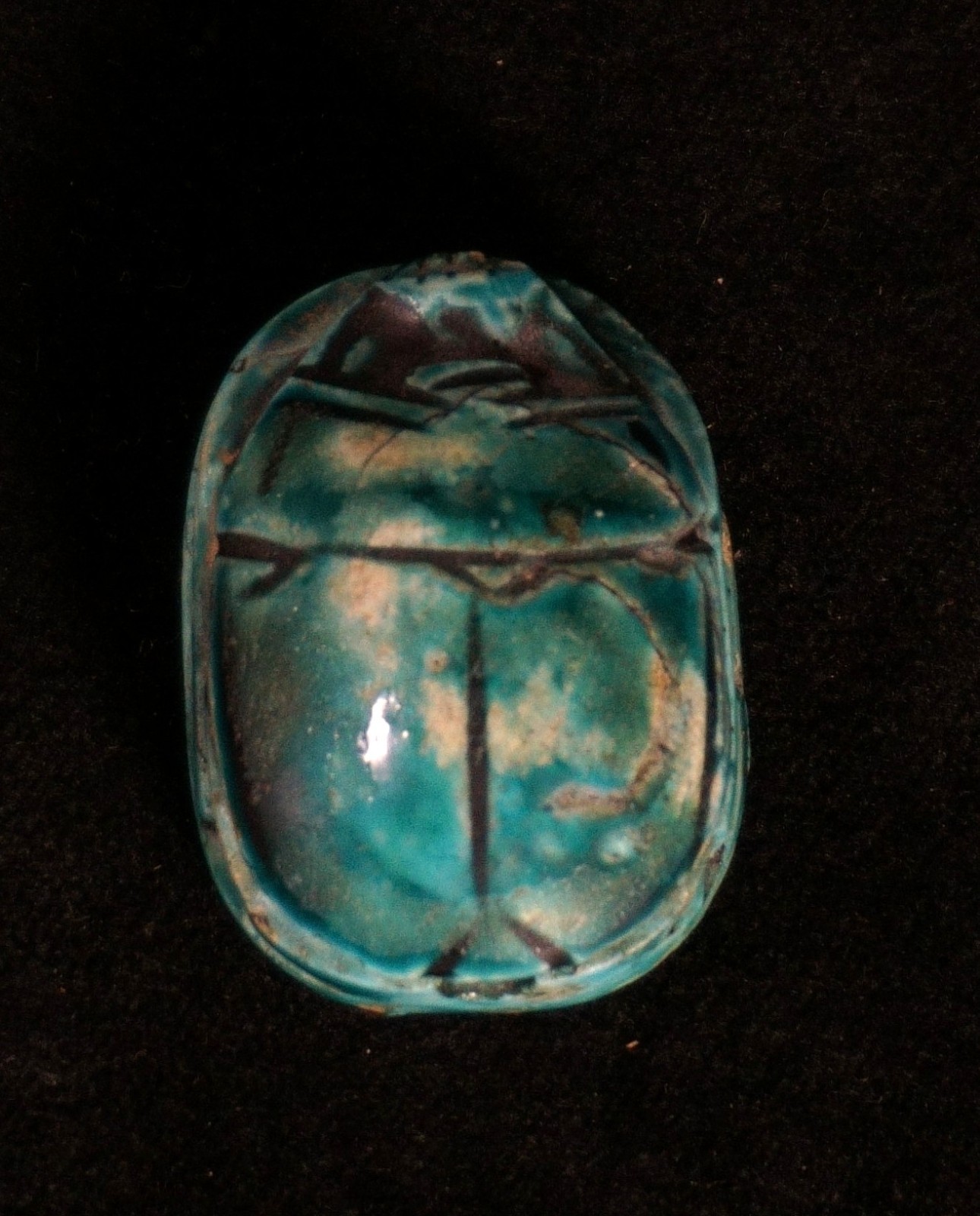 Ancient Egyptian Faience Scarab Amulet Bead Drilled Unique (A5)