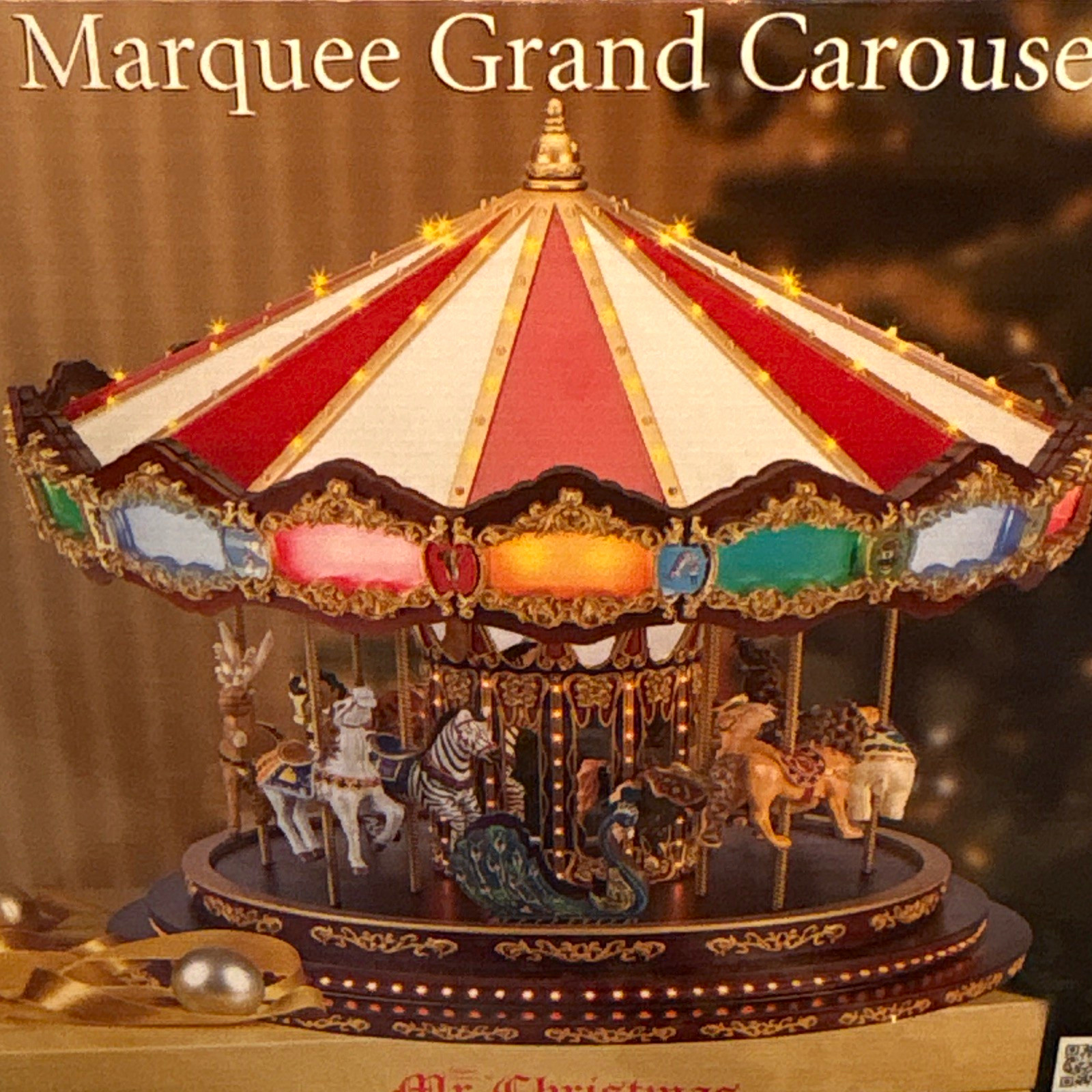 NEW Vintage Mr. Christmas Marquee Grand Carousel Animated Musical Decoration NOS NEW Vintage Mr. Christmas Marquee Grand Carousel Animated Musical Decoration NOS