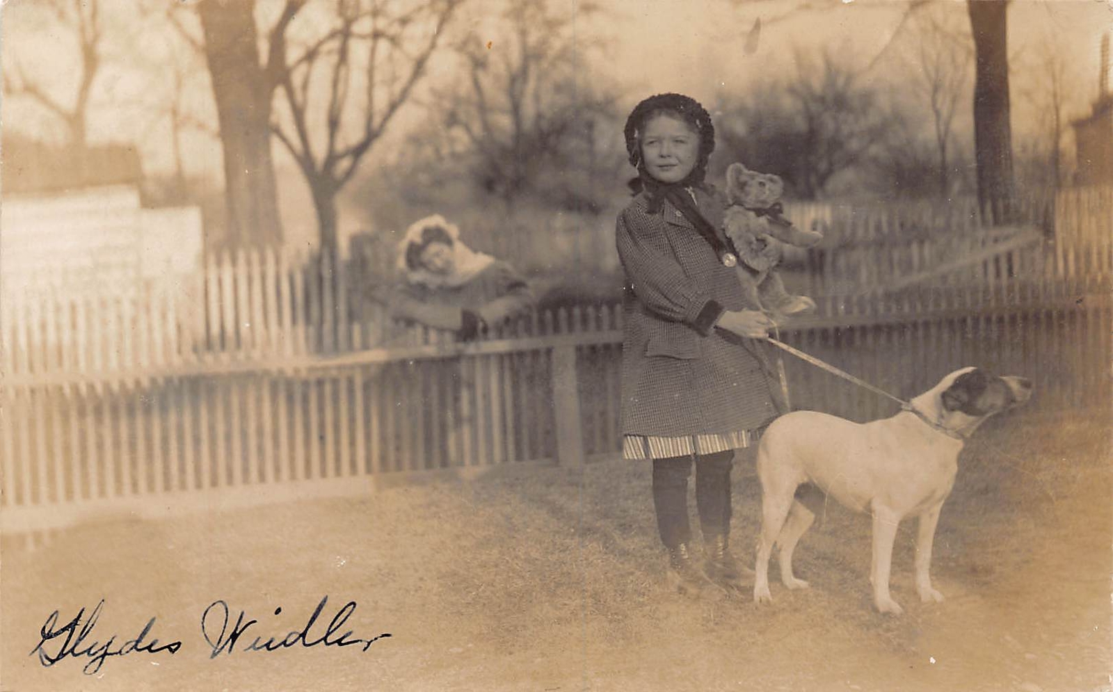 J85/ Interesting RPPC Postcard c1910 Pretty Girl Dog Teddy Bear Weidler 412