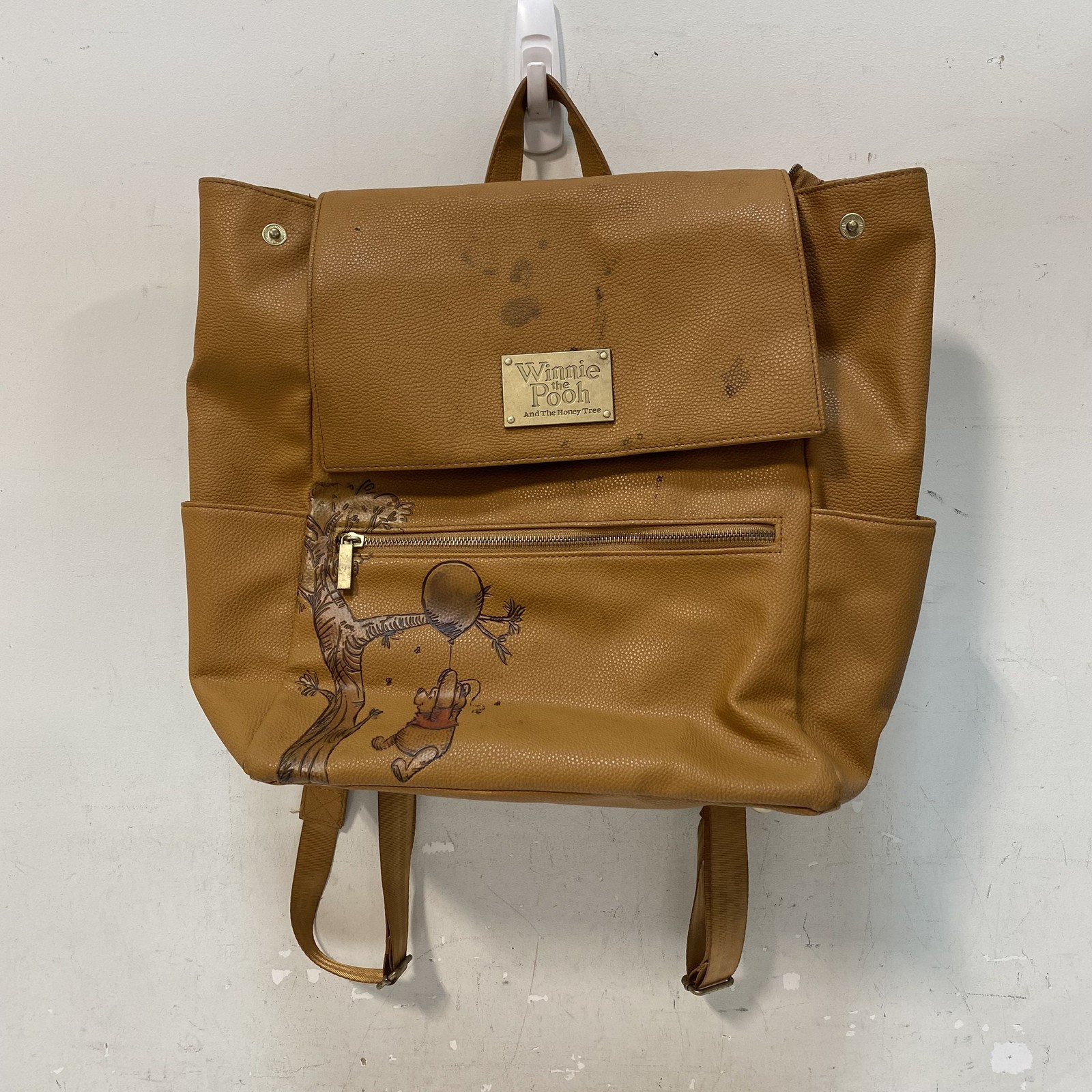 Disney Winnie the Pooh And The Honey Tree Tan Pebbled Faux Leather Backpack