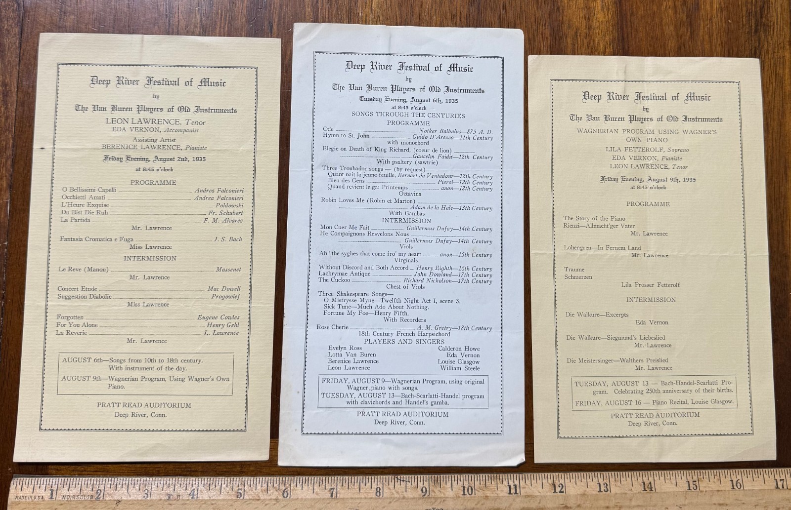Lot 3 Deep River Music Festival Programs 1935 Deep River CT