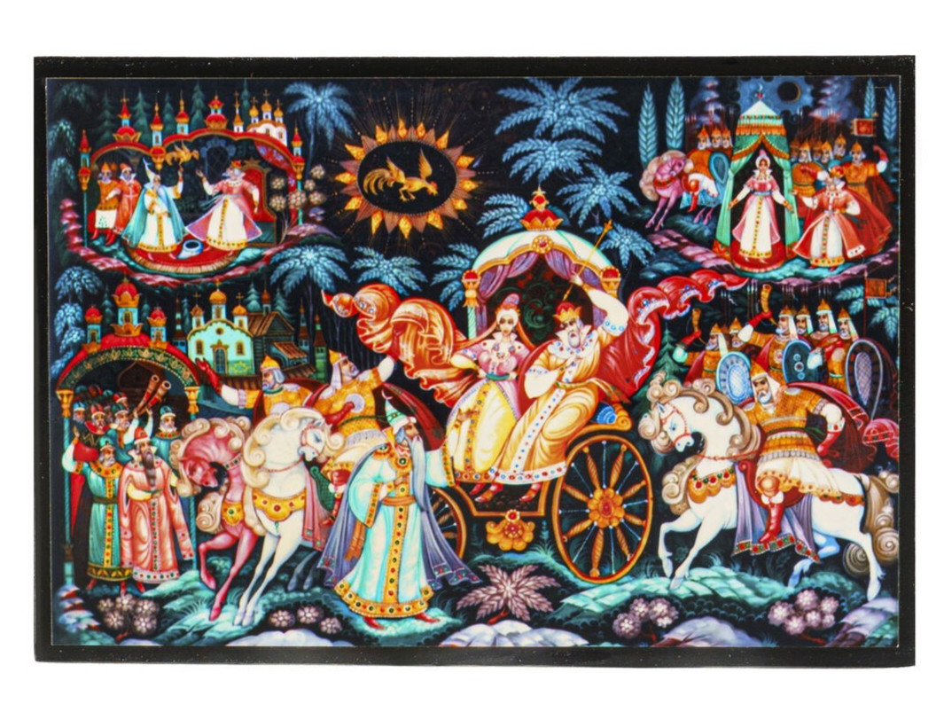Pushkin Fairytales Russian Jewelry Box Palekh Print Keepsake Trinket Box 4x6\