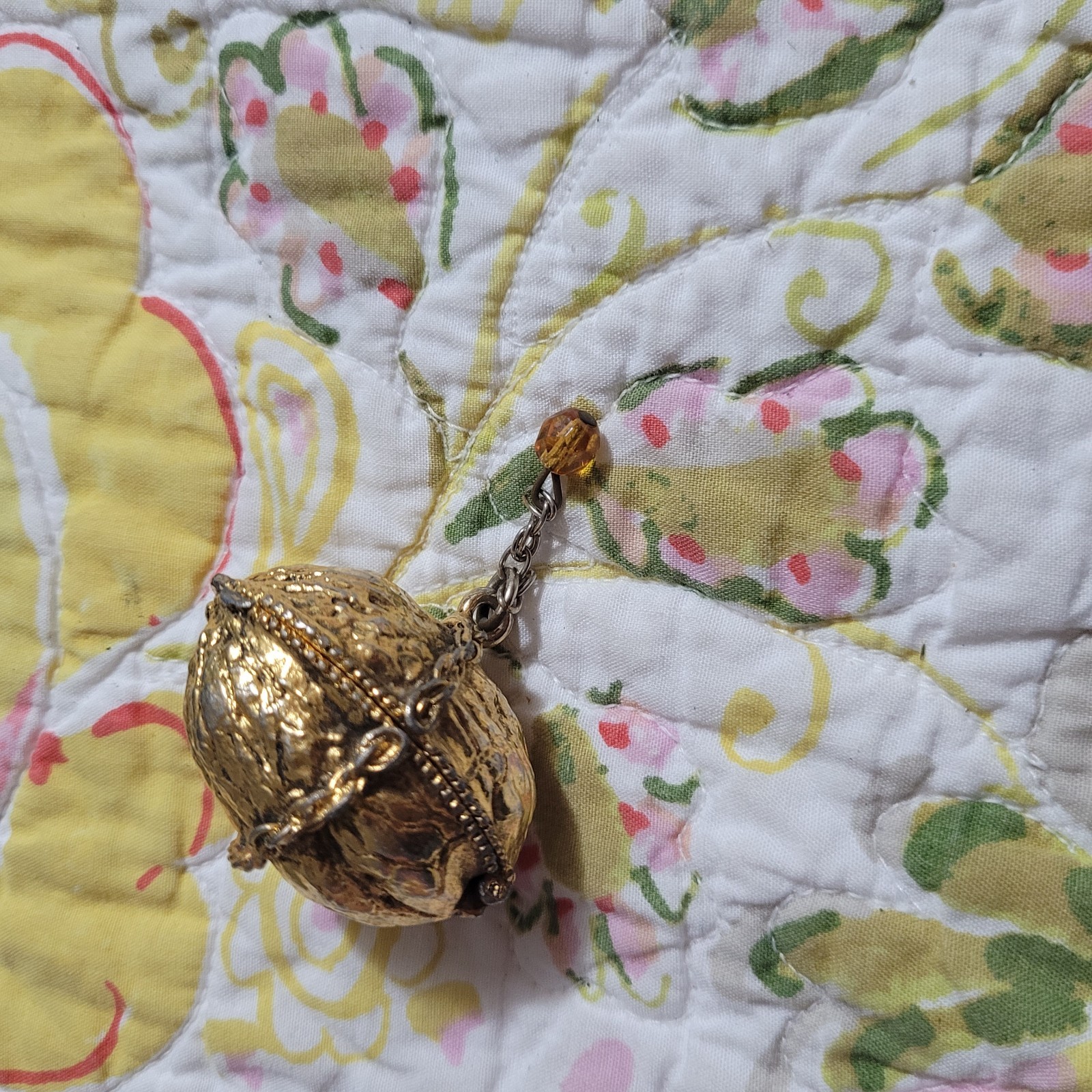 Vintage Compact Trinket Pill Perfume Nut Walnut Max Factor 