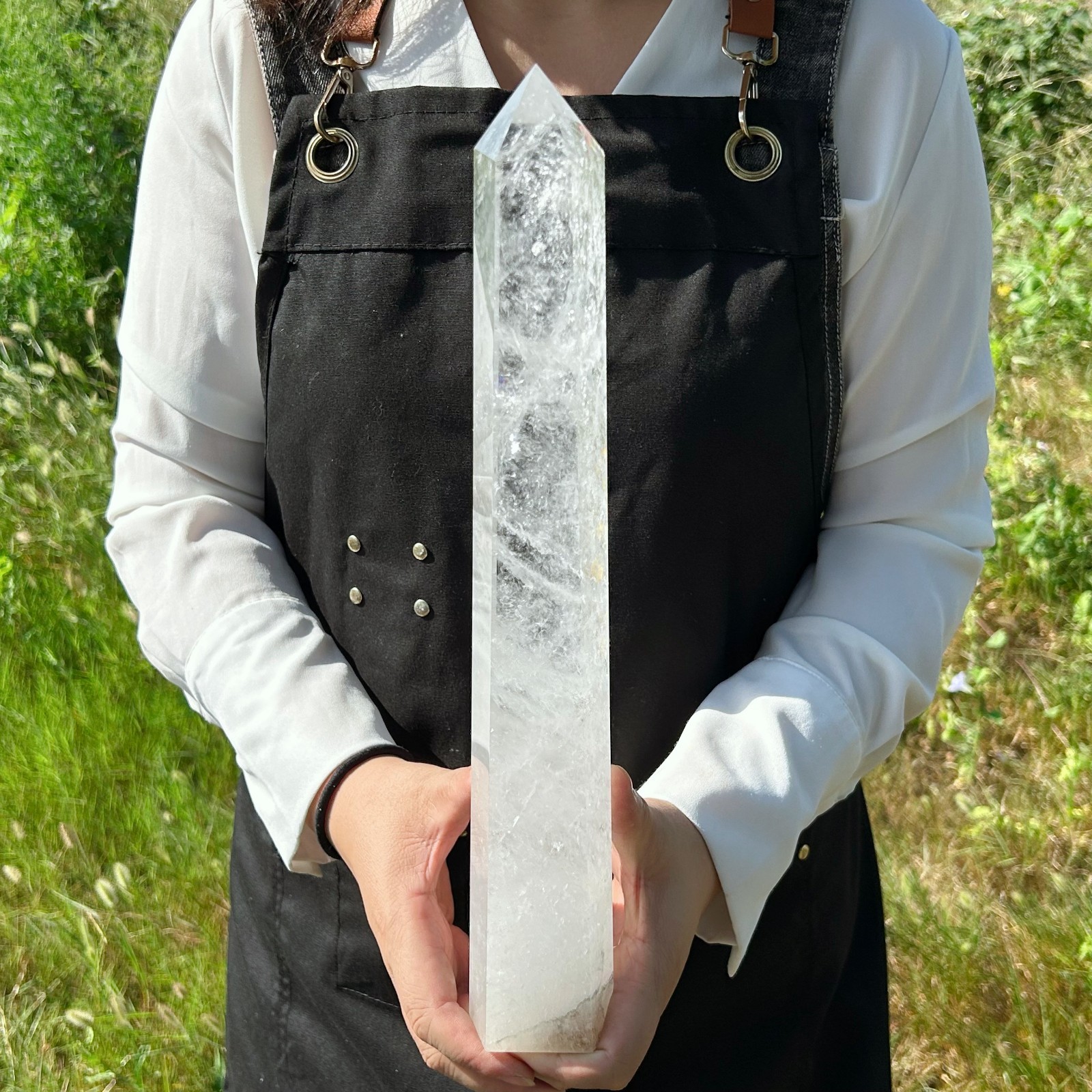 3.3LB Natural Clear Quartz Obelisk Crystal Wand Point Healing G8095