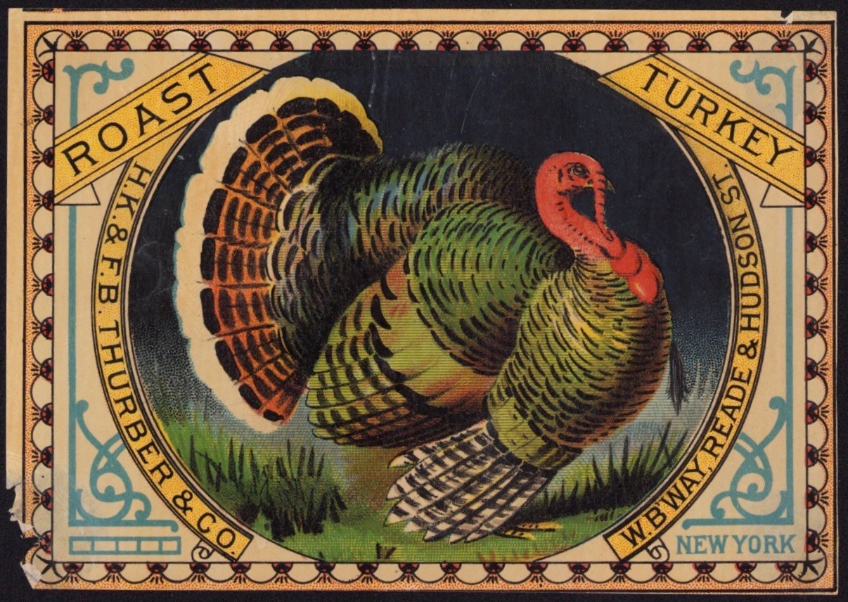 1870s-80s authentic can label  for ROAST TURKEY by Thurber & Co. New York