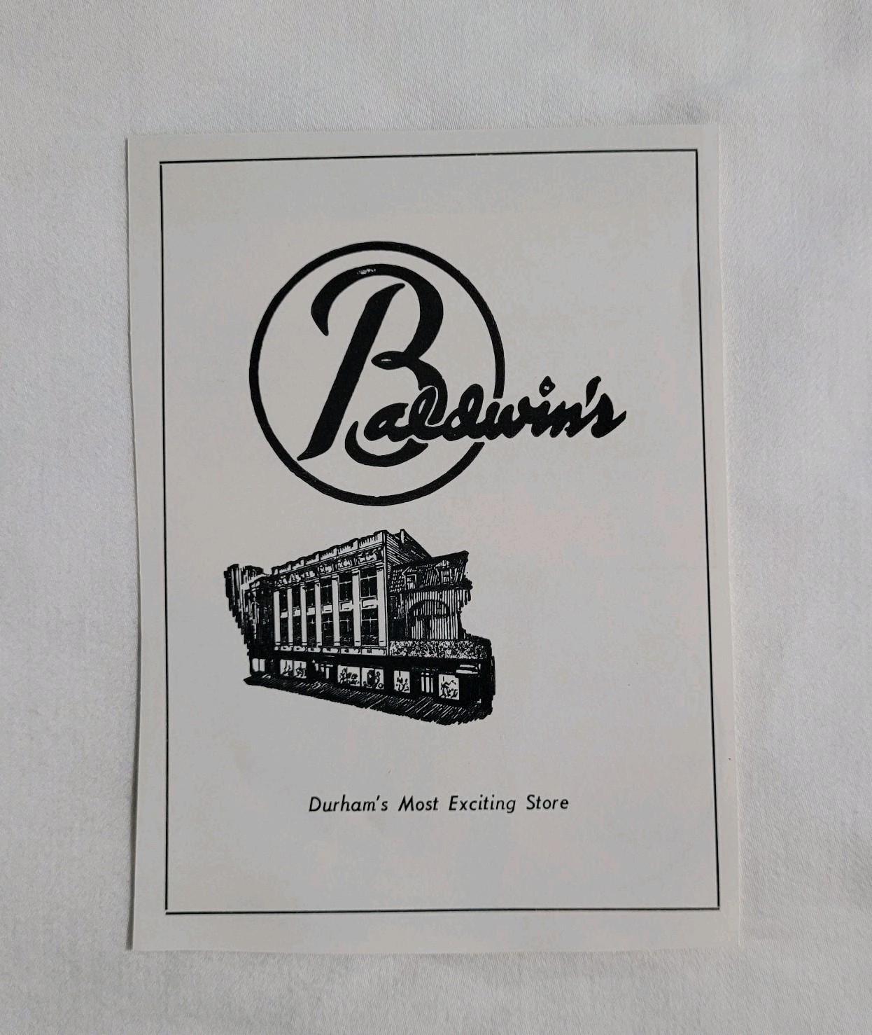 Vintage Baldwin's Department Store Durham North Carolina Print Advertisement