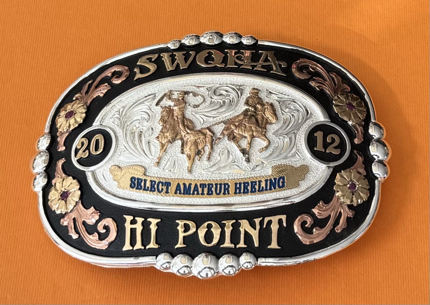 Vintage 2012 SWQHA Amateur Heeling HI POINT Vaquero NOS NIB Trophy Belt Buckle