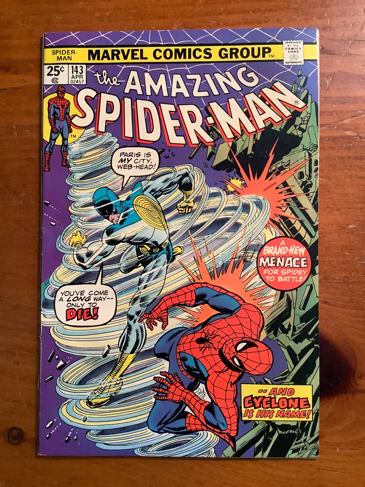 AMAZING SPIDER-MAN #143 VF Marvel 1975 1st Cyclone Key High Grade AMAZING SPIDER-MAN #143 VF Marvel 1975 1st Cyclone Key High Grade