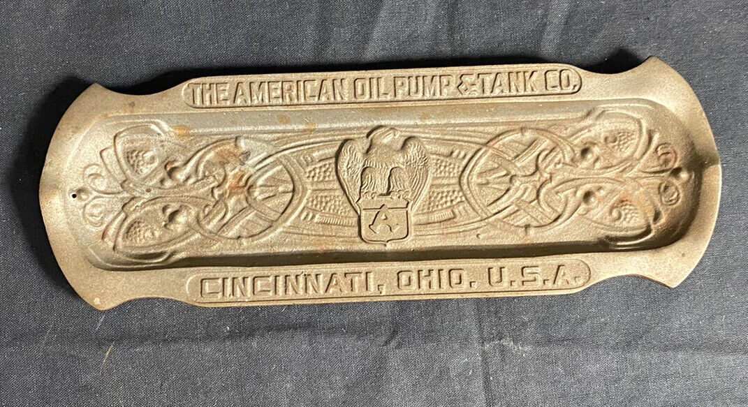 Rare Antique American Oil Pump & Tank Co. Ohio Advertising Tray Decorative Arts