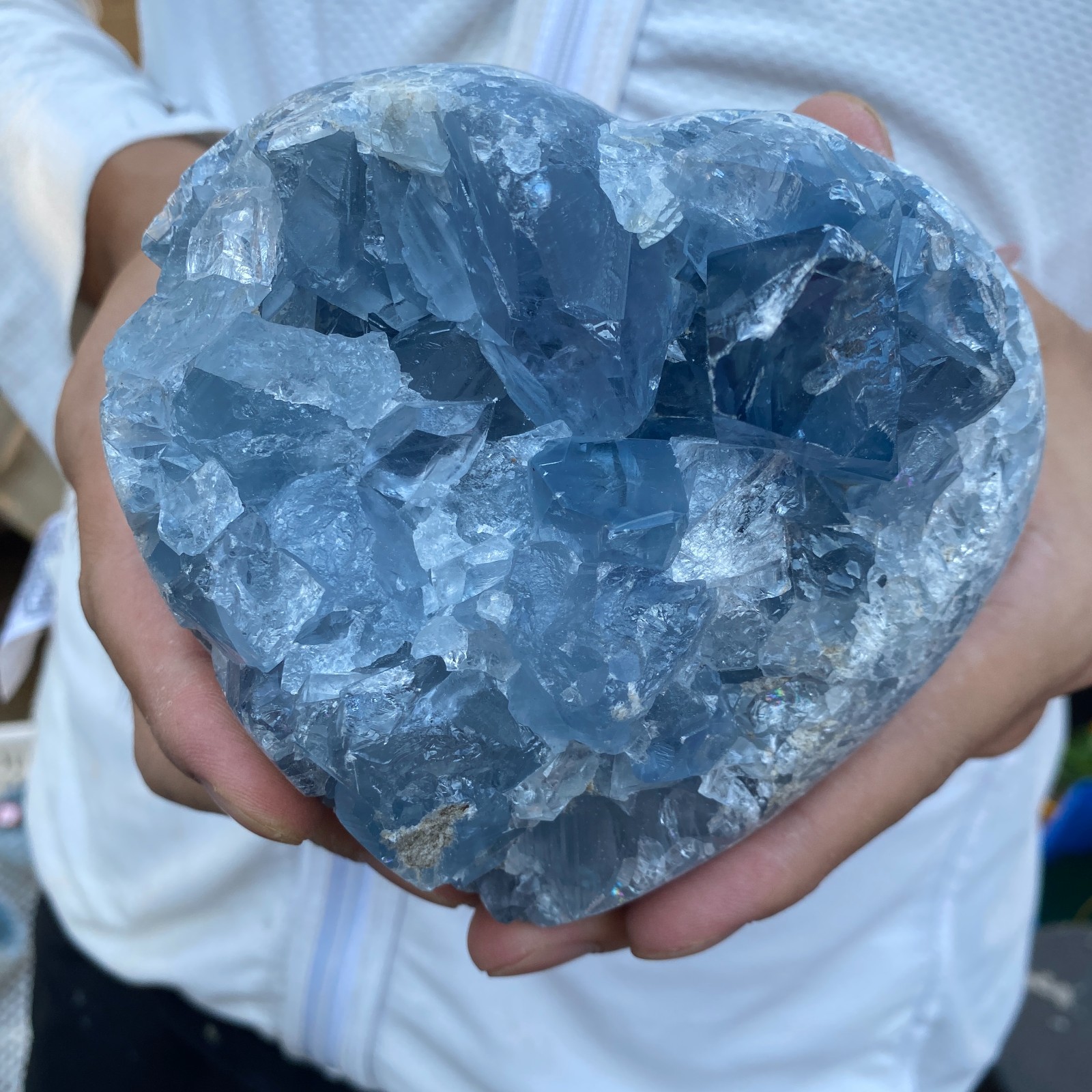 3.8lb natural blue celestite geode quartz crystal mineral specimen healing