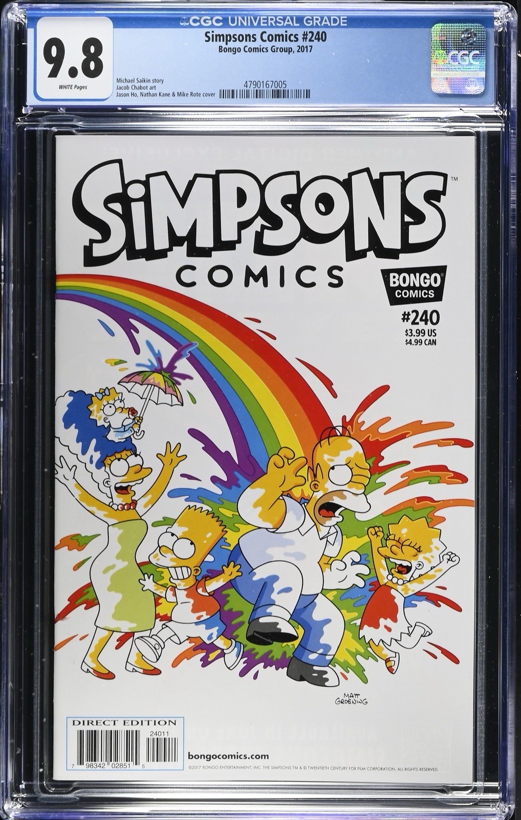 Simpsons Comics 240 Cgc 9.8 1 Of 3 On Census Low Pop Bongo 2017