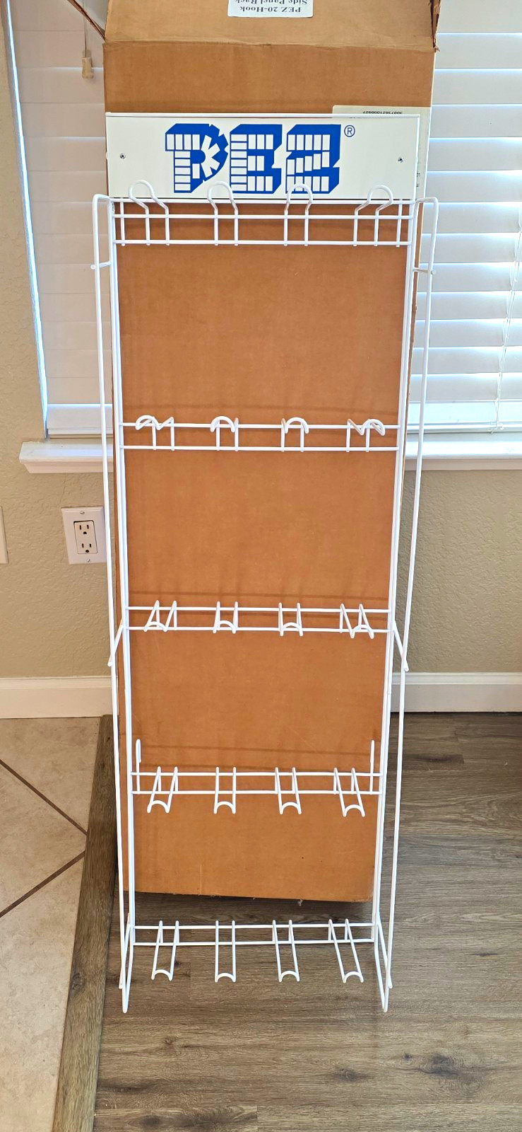 PEZ White Metal Wire Retail Display Rack with Header Sign