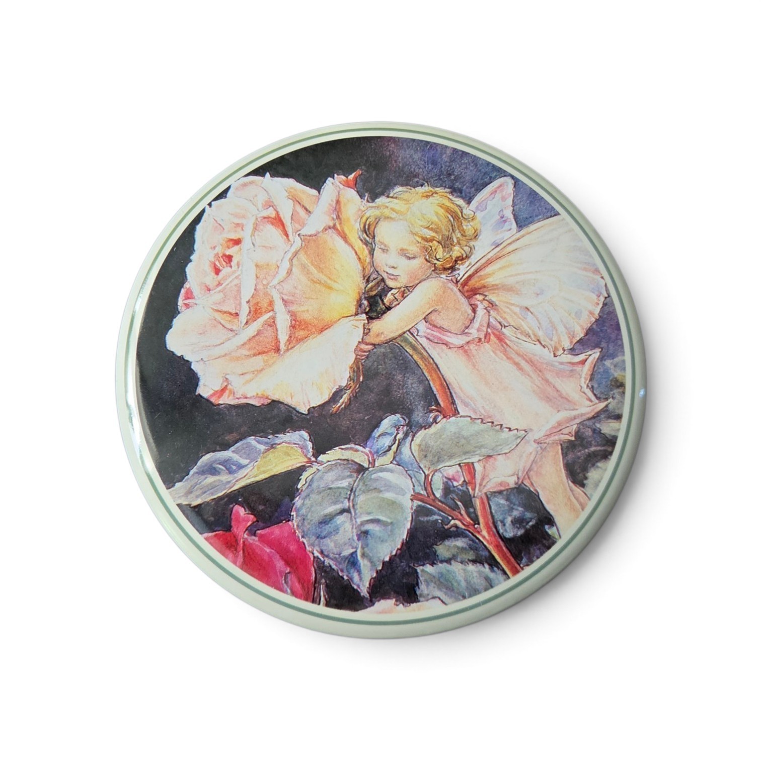 Vintage 1992 Tin Fairy With Rose Elite Gift Box 2.5” Vintage 1992 Tin Fairy With Rose Elite Gift Box 2.5”