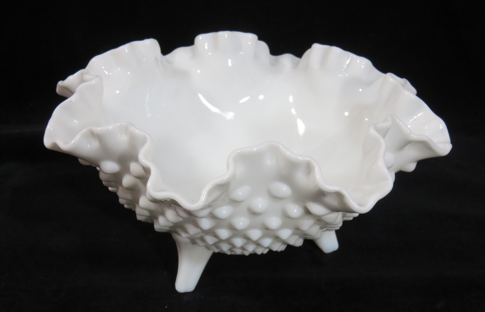 FENTON Hobnail Milk Glass 3 Toed Bowl 3635 MI 8