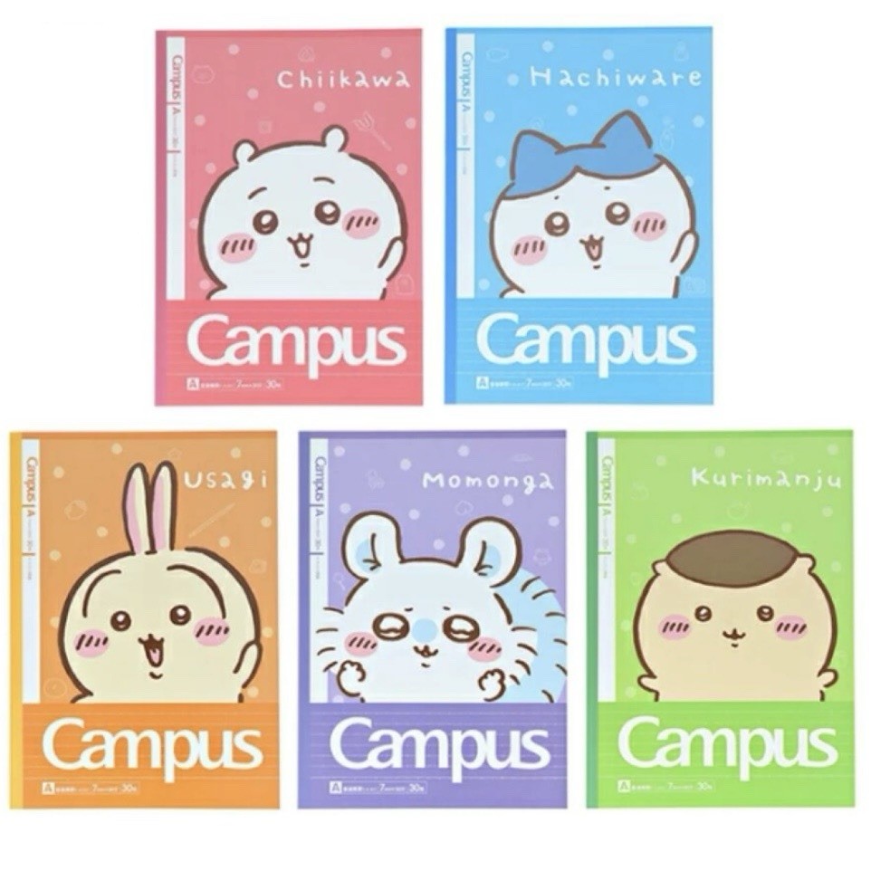 Chiikawa Campus Notebooks 5-Pack Dot Ruled Made in Japan