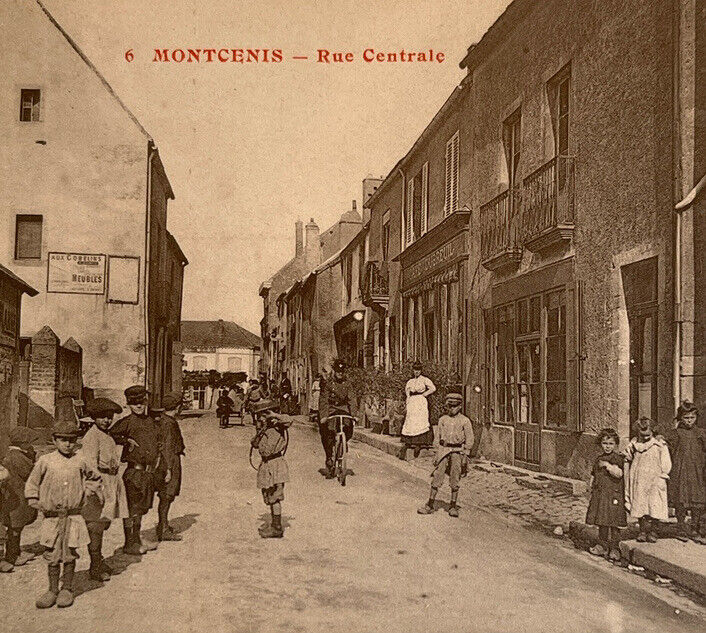 Antique RPPC Postcard Early 1900s Carte Postale 6 Montcenis Rue Centrale See Pic