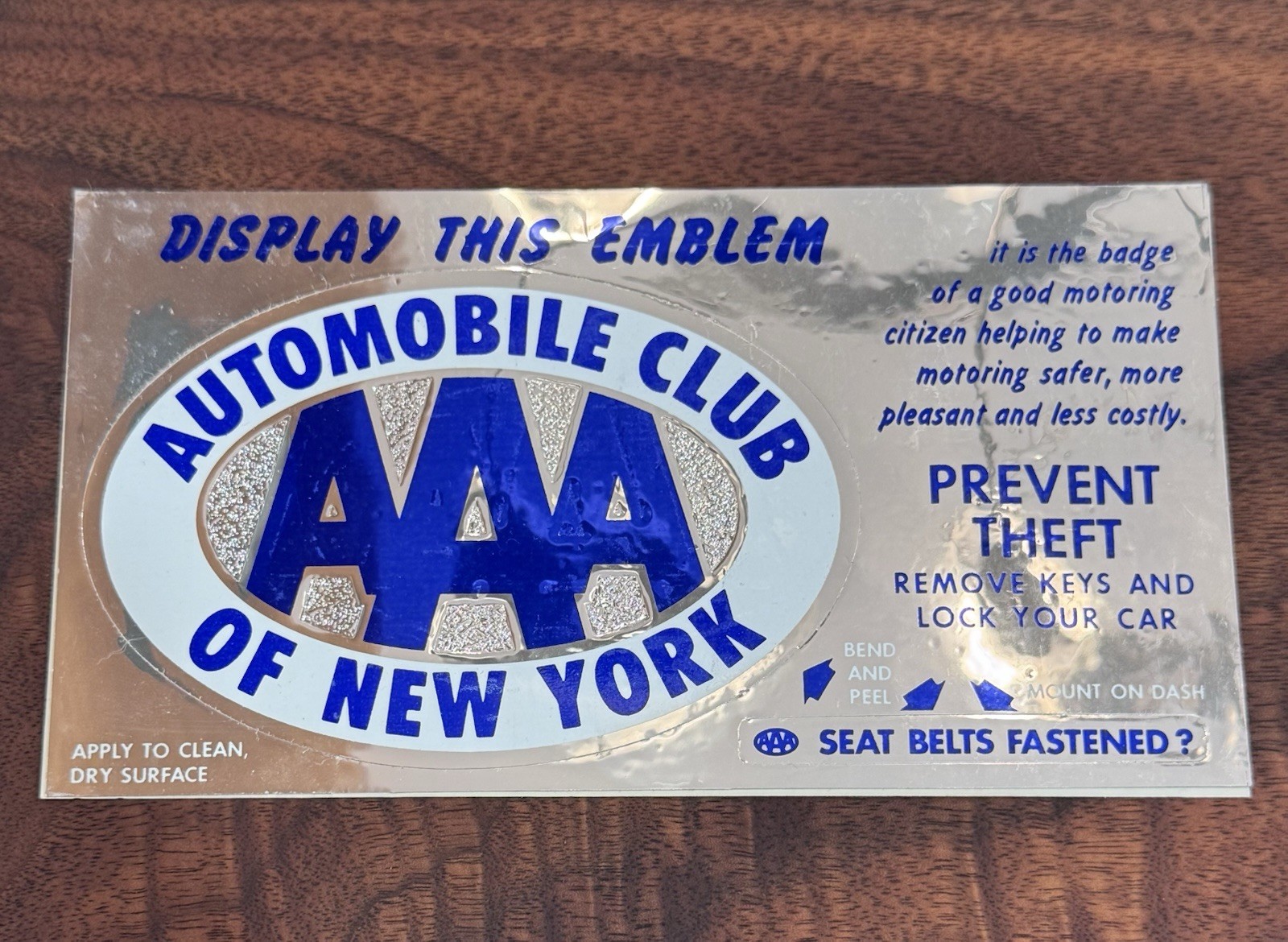 Vintage AAA Automobile Club Of New York Sticker Decal NOS