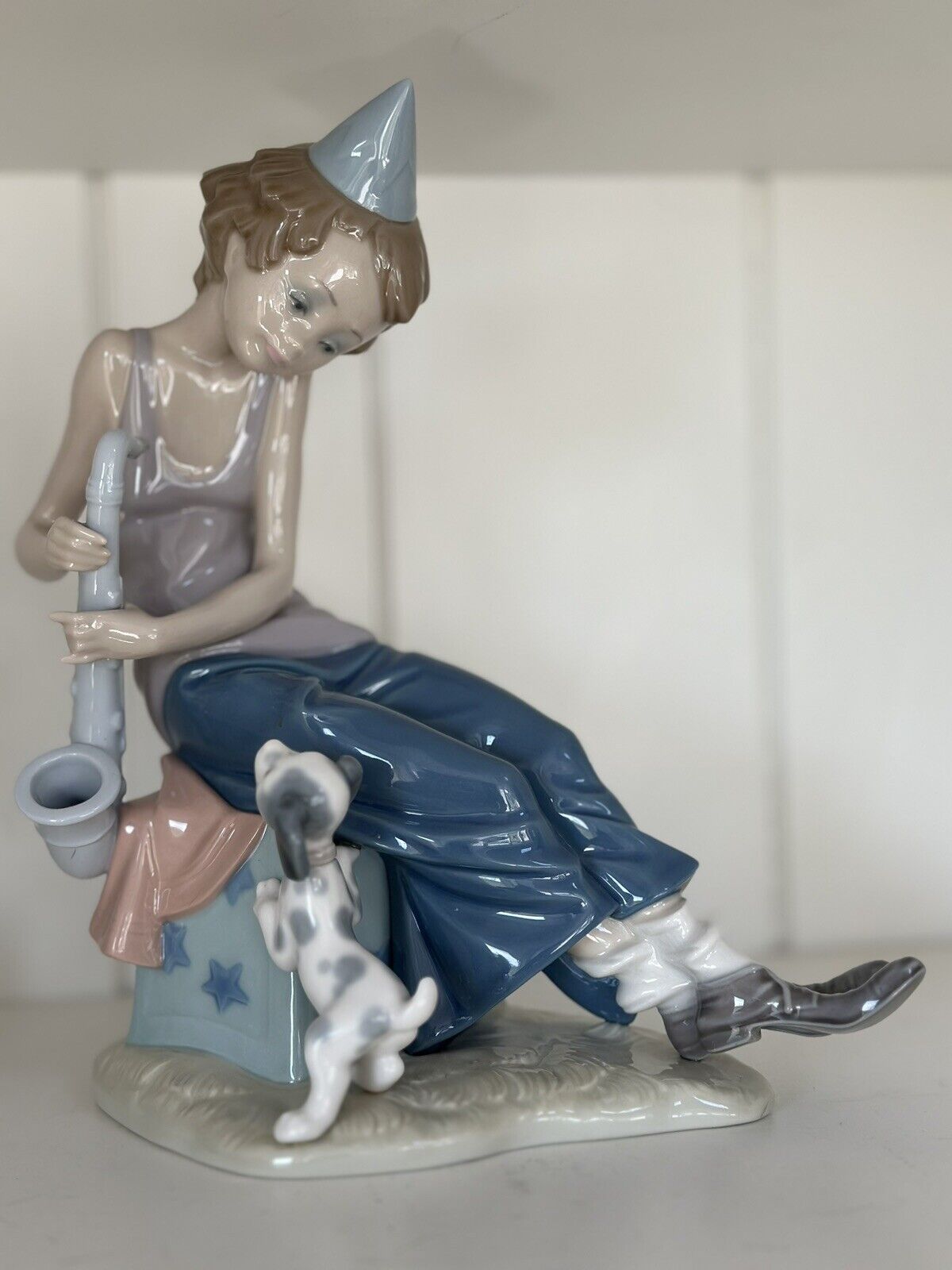 Rare Lladro “Boy Playing A Sax With His Dog , Daisa, 1979 Vintage Collection