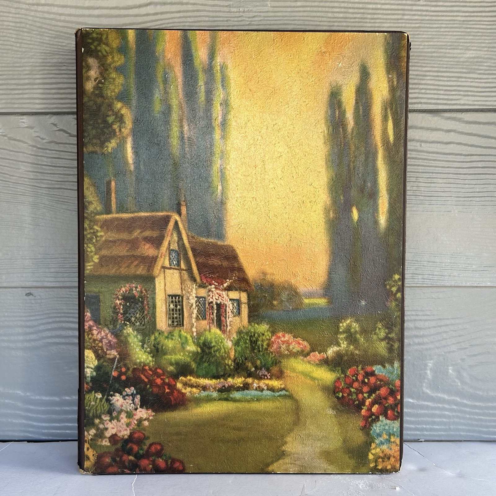 Vintage R Atkinson Fox Cottage Garden Photo Album Book Art Deco Lithograph Cover
