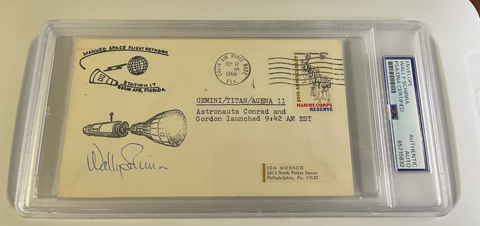 Wally Schirra 1966 Cover Signed Autograph Apollo Astronaut NASA PSA Authentic US
