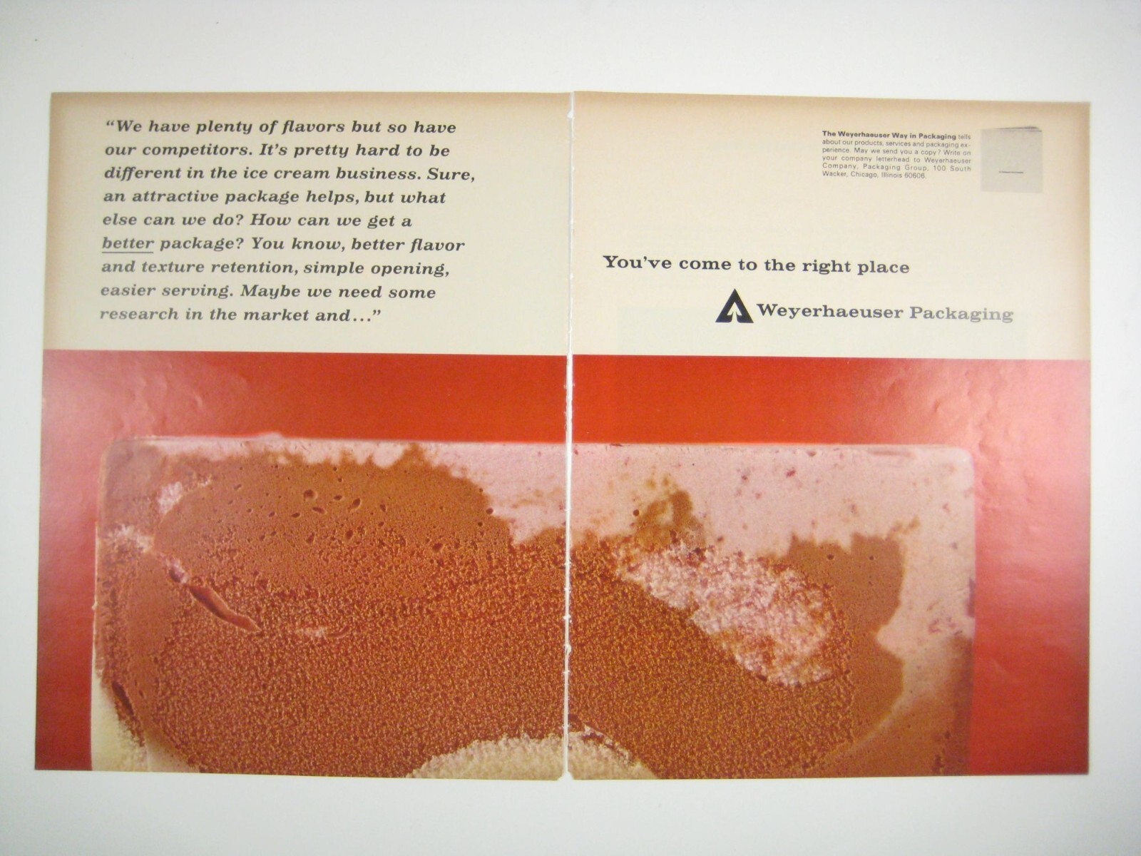 Weyerhaeuser Packaging 1966 Vintage Ad 2 Page Print Ice Cream Industry READ