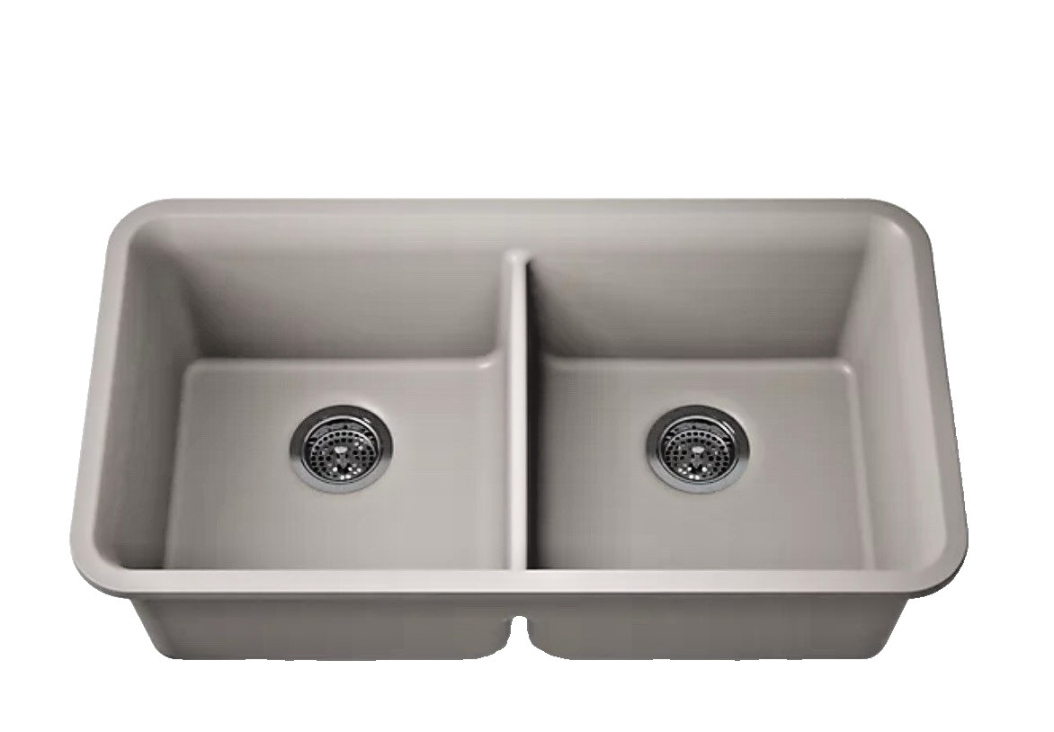KOHLER K-8199-CM3 Cairn Sink 33 in Matte Taupe Matte Taupe 33 in. Double-Equal KOHLER K-8199-CM3 Cairn Sink 33 in Matte Taupe Matte Taupe 33 in. Double-Equal