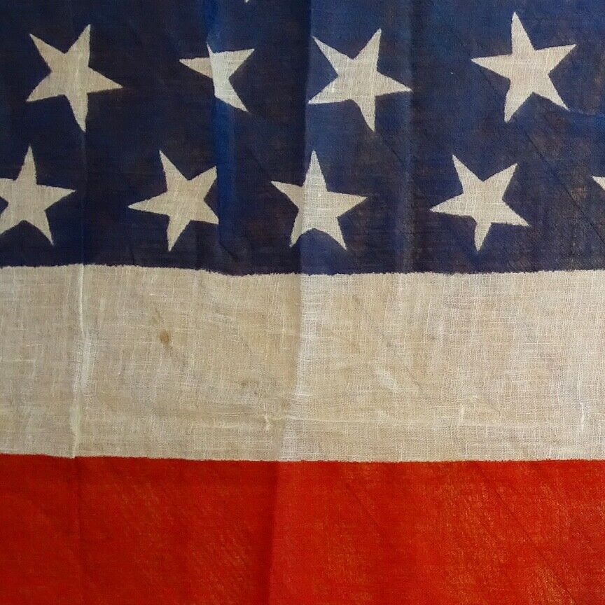 Old Patriotic American Flag Gauze Bunting Banner Fabric Stars Stripes 69x22 #C