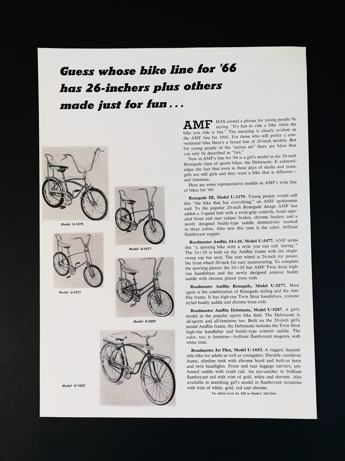 Vintage 1966 AMF Bicycle 26-Inch Full Model Line Full Page Original Ad