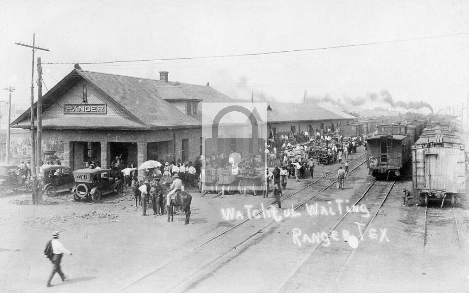 Railroad Train Station Depot Ranger Texas TX Reprint Postcard
