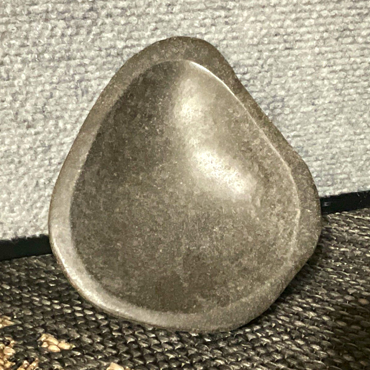 Polished Smooth Dark Gray Tumbled Stone / river stone bowl/dish