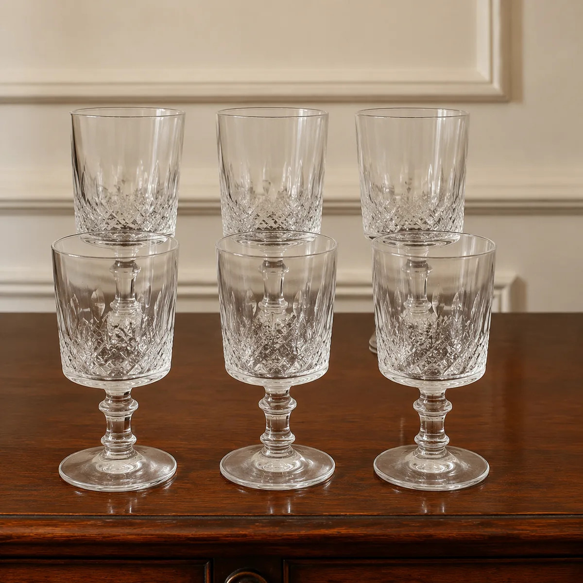 SET OF 6 - Baccarat Cut Crystal Port Glasses (Set E)